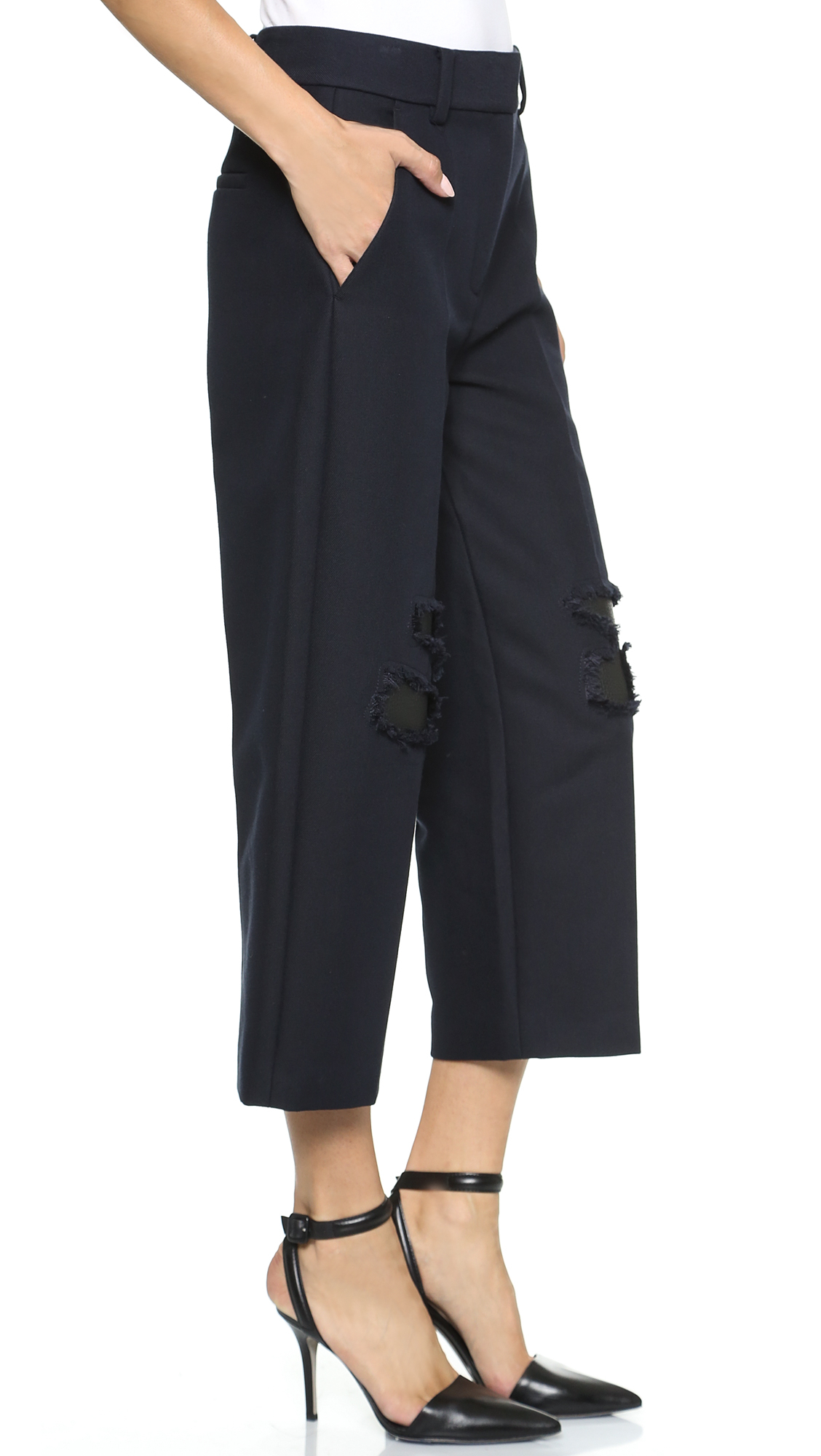 Lyst - Alexander Wang Cropped Knee Patch Pants - Ottoman in Blue