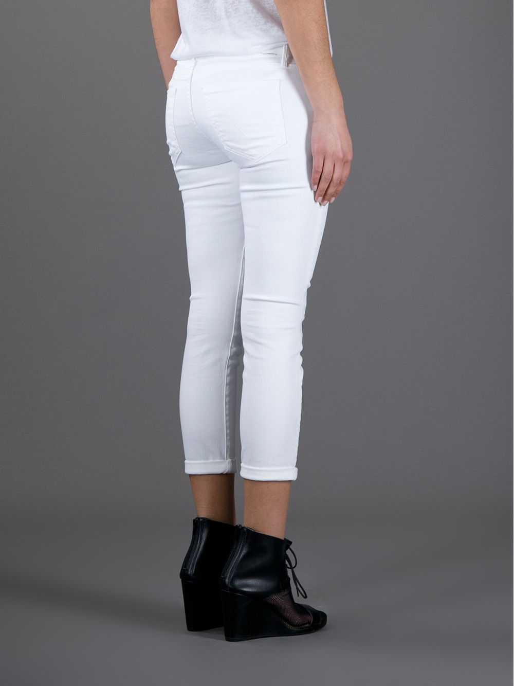 Lyst - Mother Cropped Jean in White
