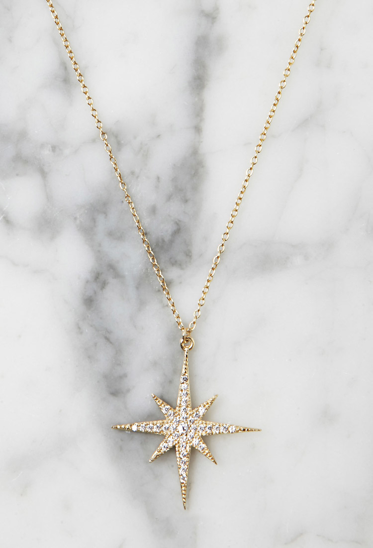North Star Pendant Necklace Design Ideas Lyst Forever 21 Lucky Star North Necklace In Metallic