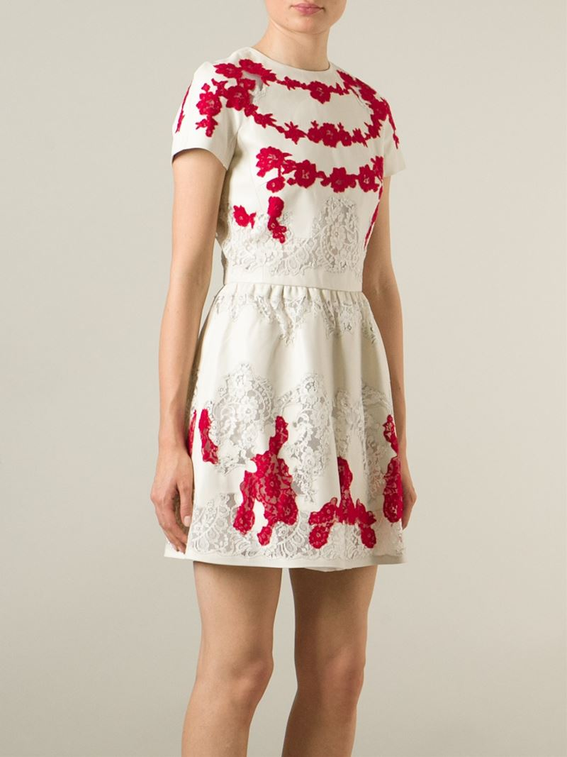 Lyst - Valentino Lace Panel Dress in White