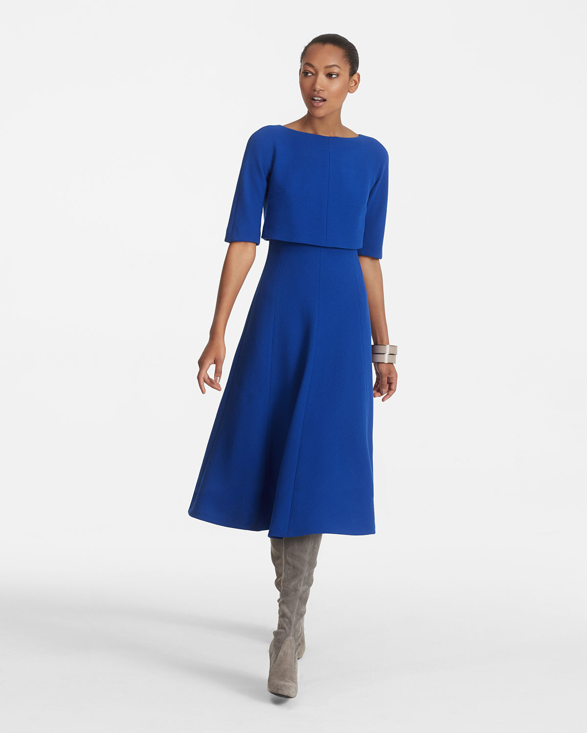 Lafayette 148 New York Julissa Cropped Popover Dress in Blue | Lyst