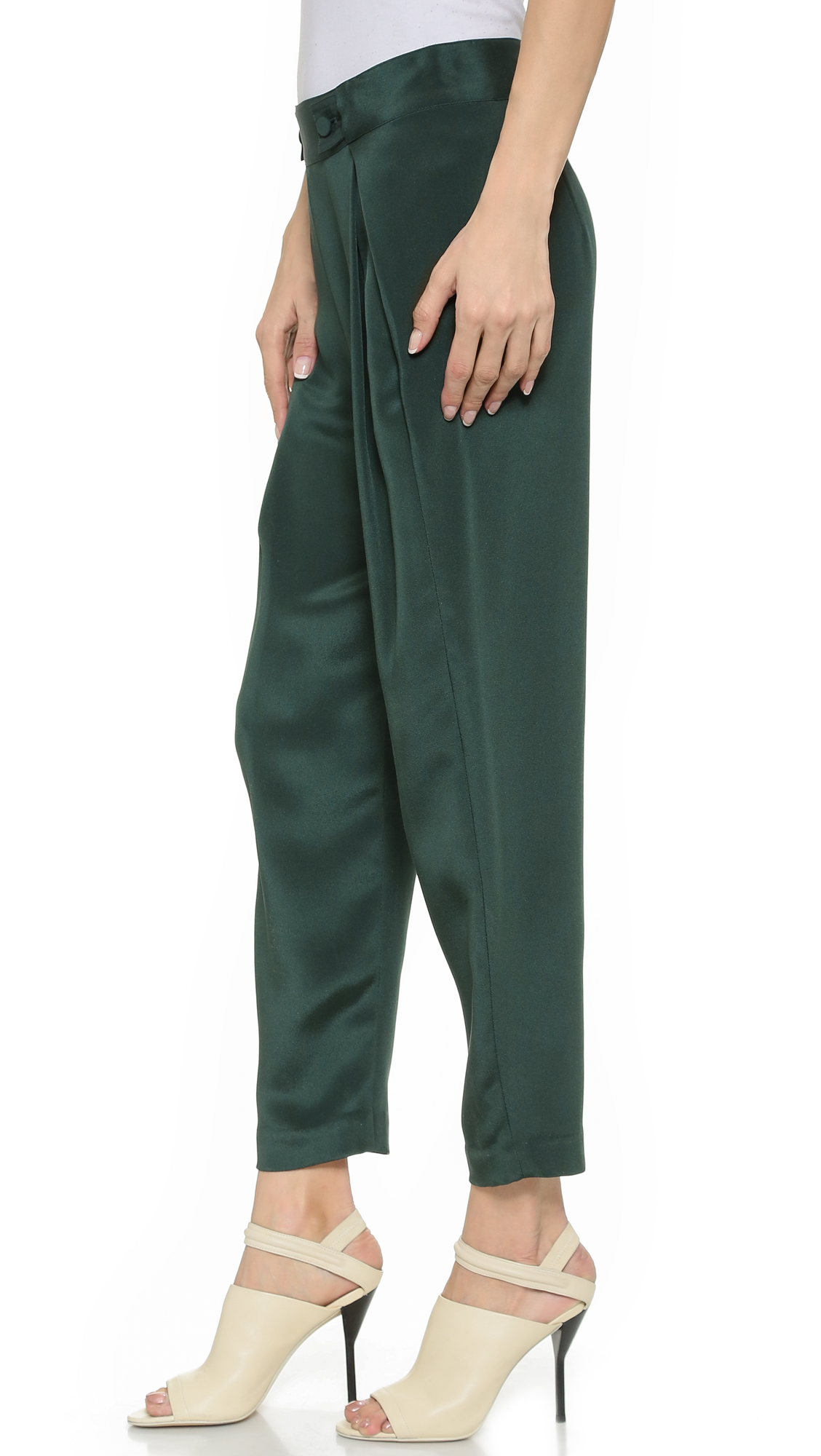 3.1 phillip lim Silk Waist Tab Pants - Greenleaf in Green | Lyst