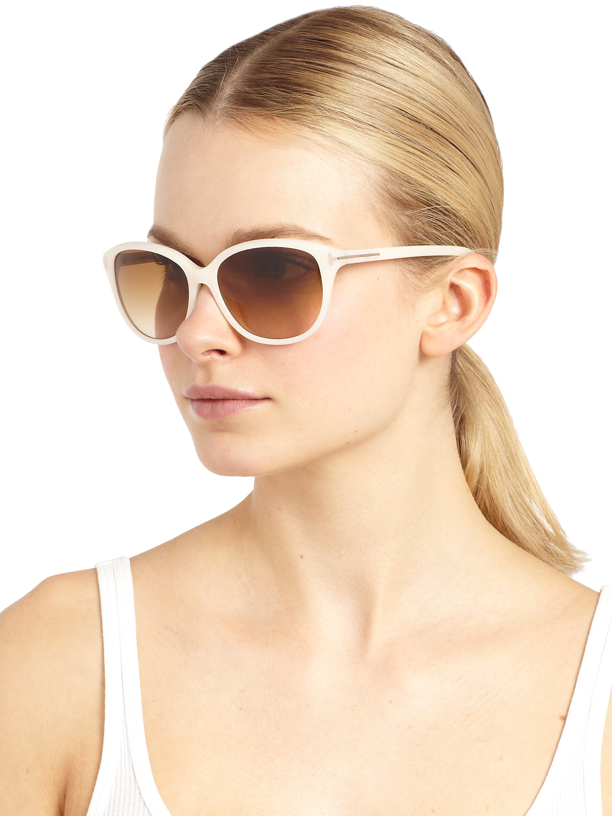 Lyst - Tom Ford Karmen Vintage-Inspired Round Sunglasses in Natural