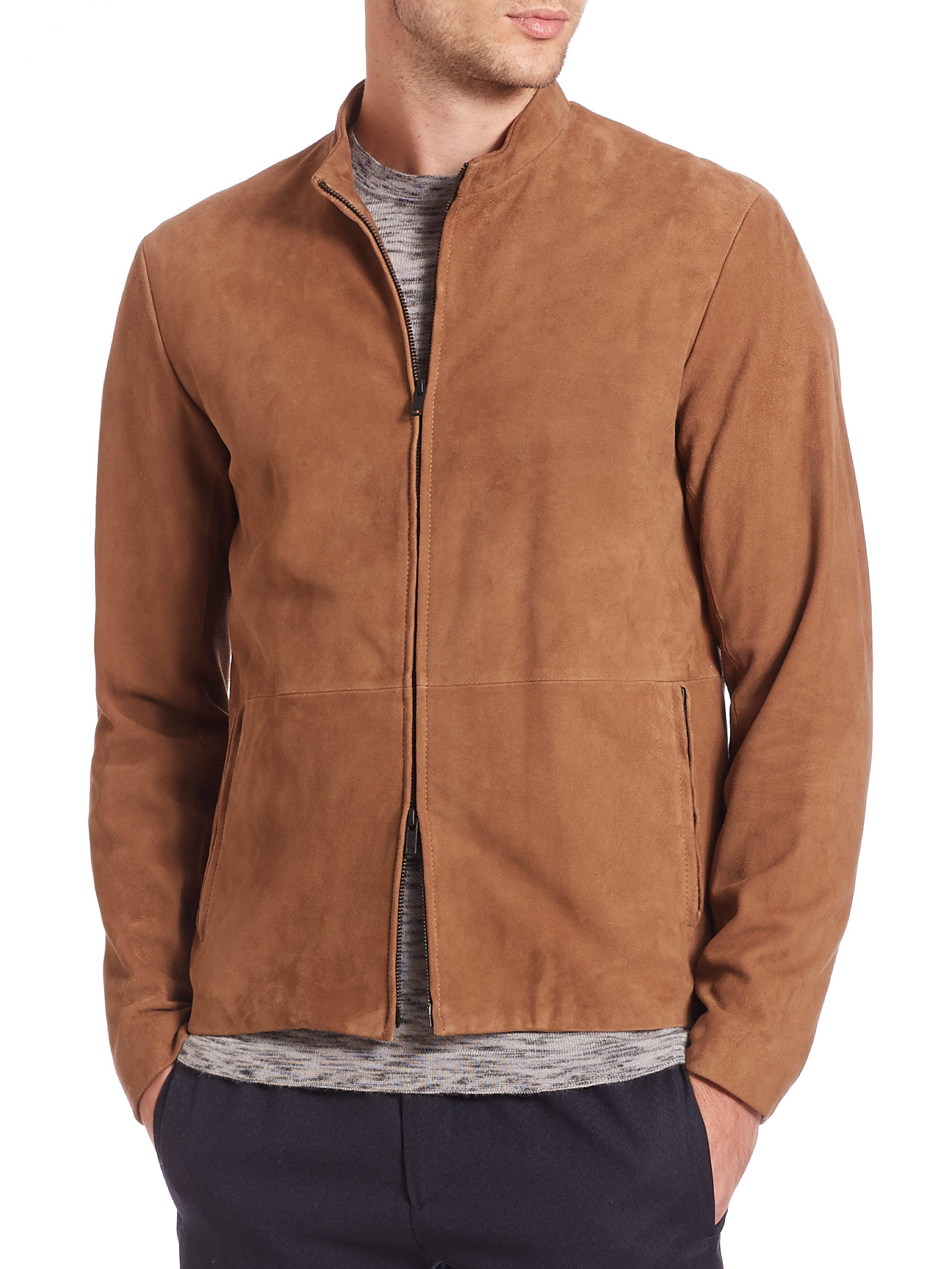 Lyst - Theory Suede Camel Jacket in Natural for Men