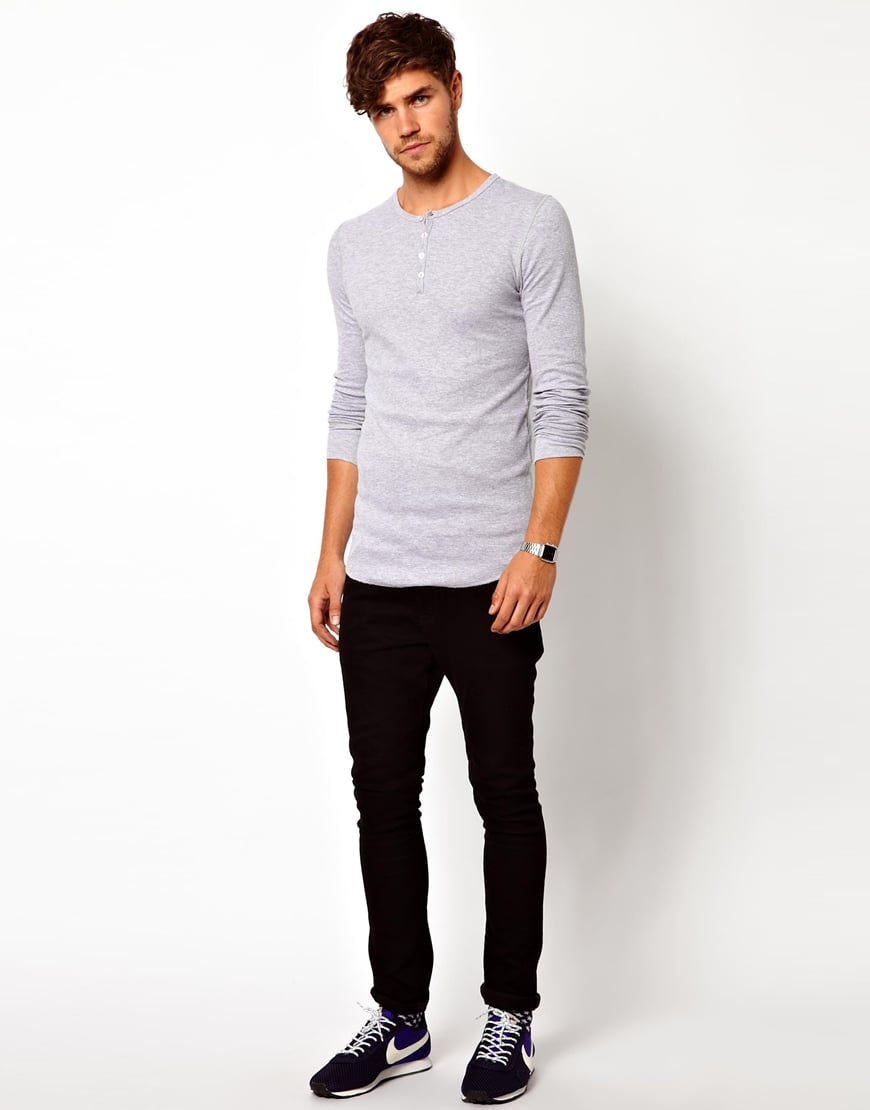 Lyst - American apparel Henley Top in Gray for Men