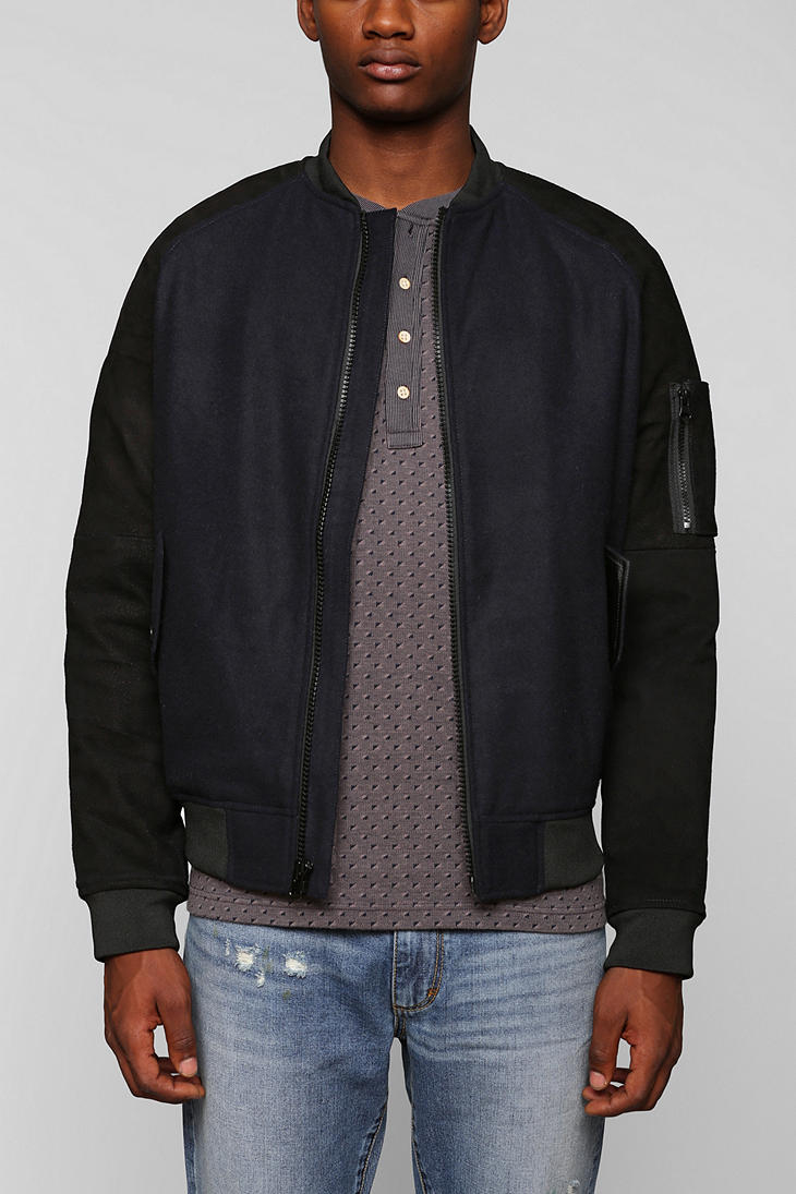 Lyst - Urban outfitters Your Neighbors Magnus Varsity Jacket in Black ...