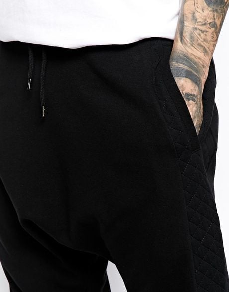 Asos Drop Crotch Sweatpants with Quilting in Black for Men | Lyst