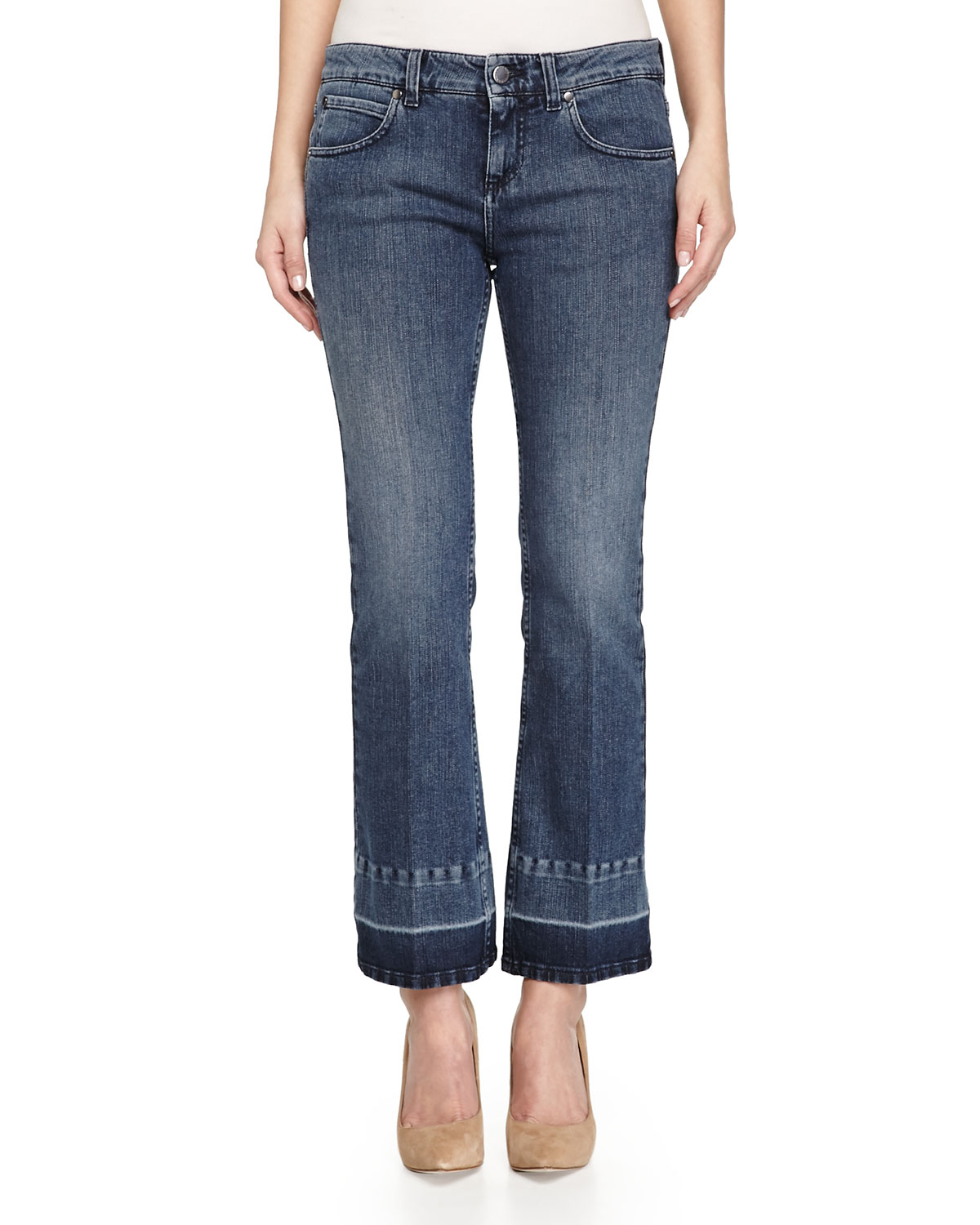 Stella Mccartney Faded Boot Cut Denim Jeans In Blue Denim Lyst