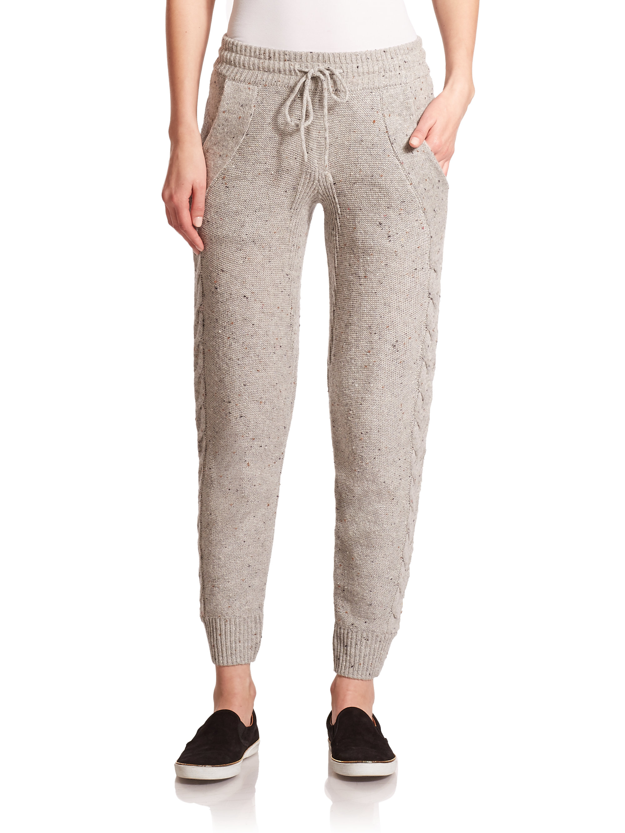 Lyst - Wildfox Corso Cable-knit Jogger Pants in Gray