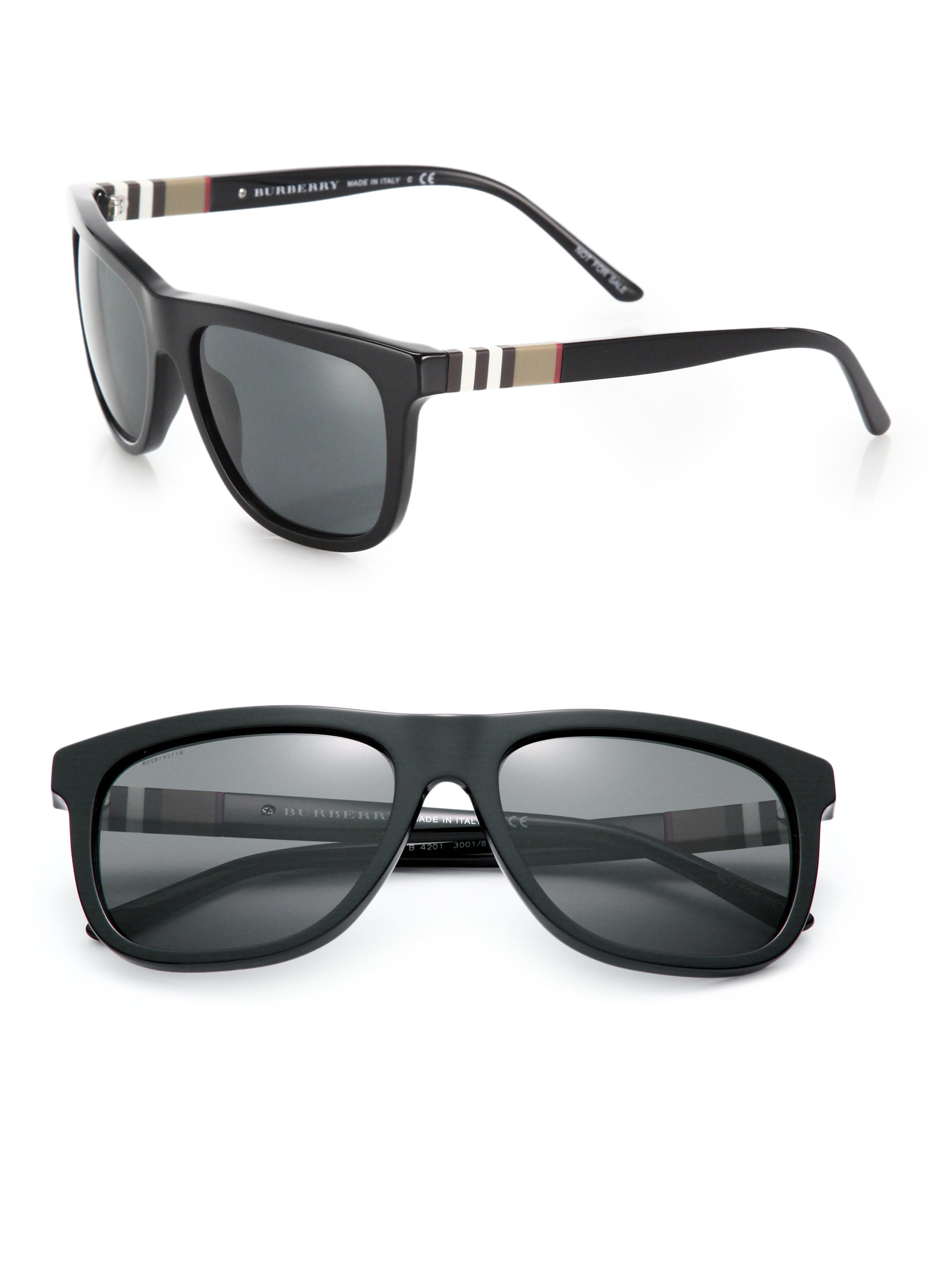 Burberry House-Checked Square Sunglasses in Black for Men | Lyst