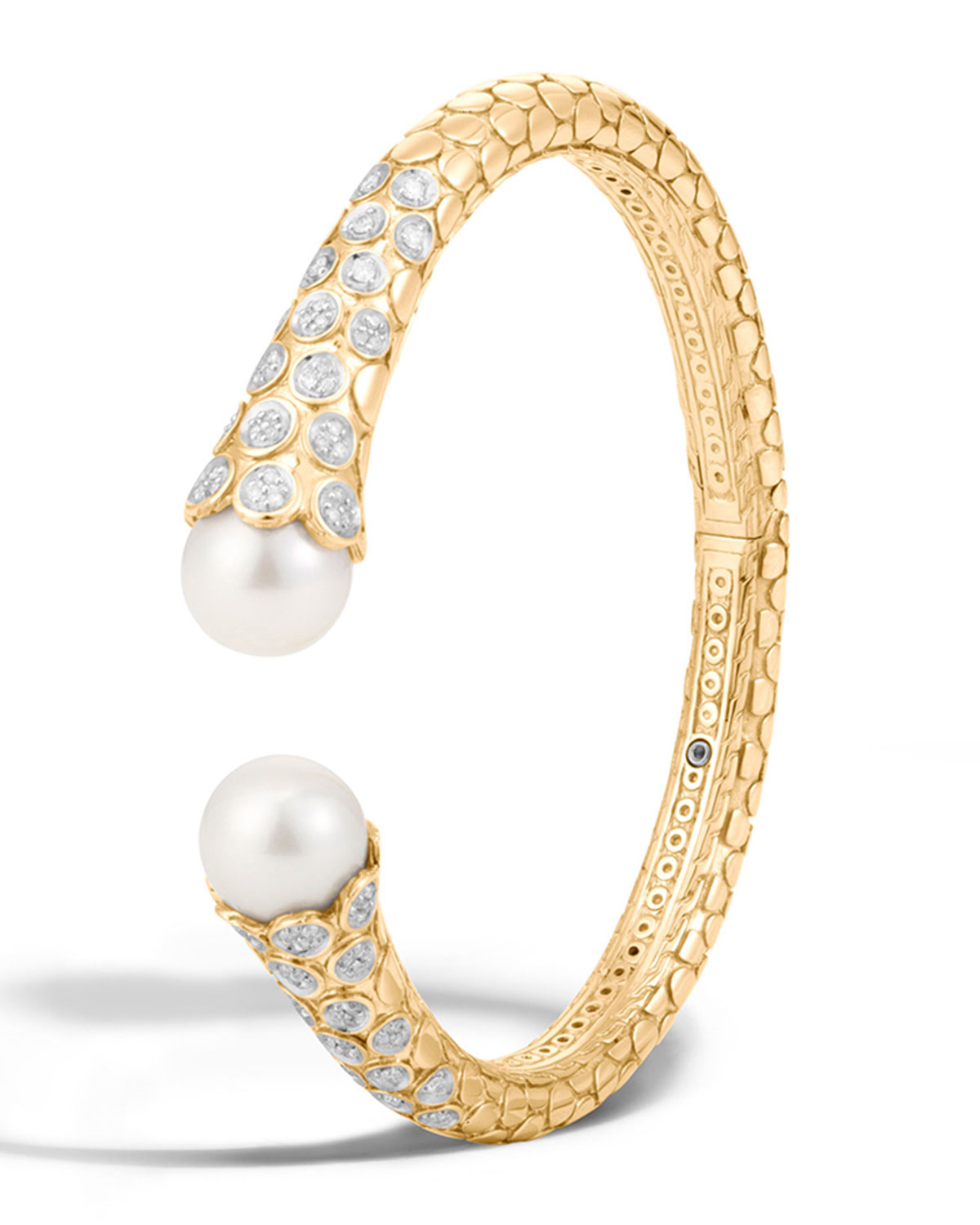 Lyst John Hardy Dot Medium 18k Diamond & Pearl Kick Cuff Bracelet in