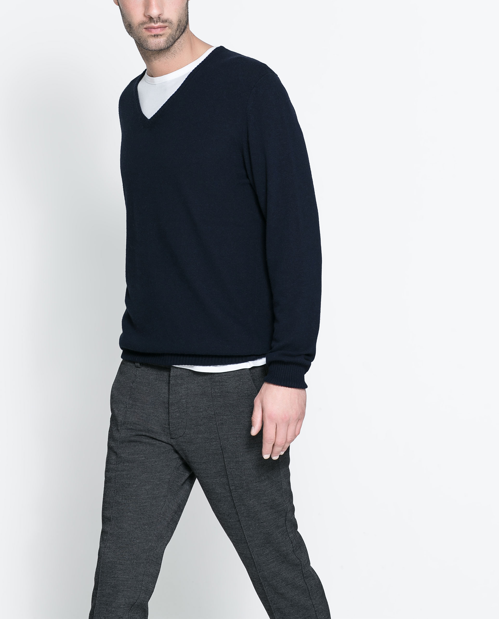  Zara  Basic  V Neck Sweater  in Blue for Men Lyst