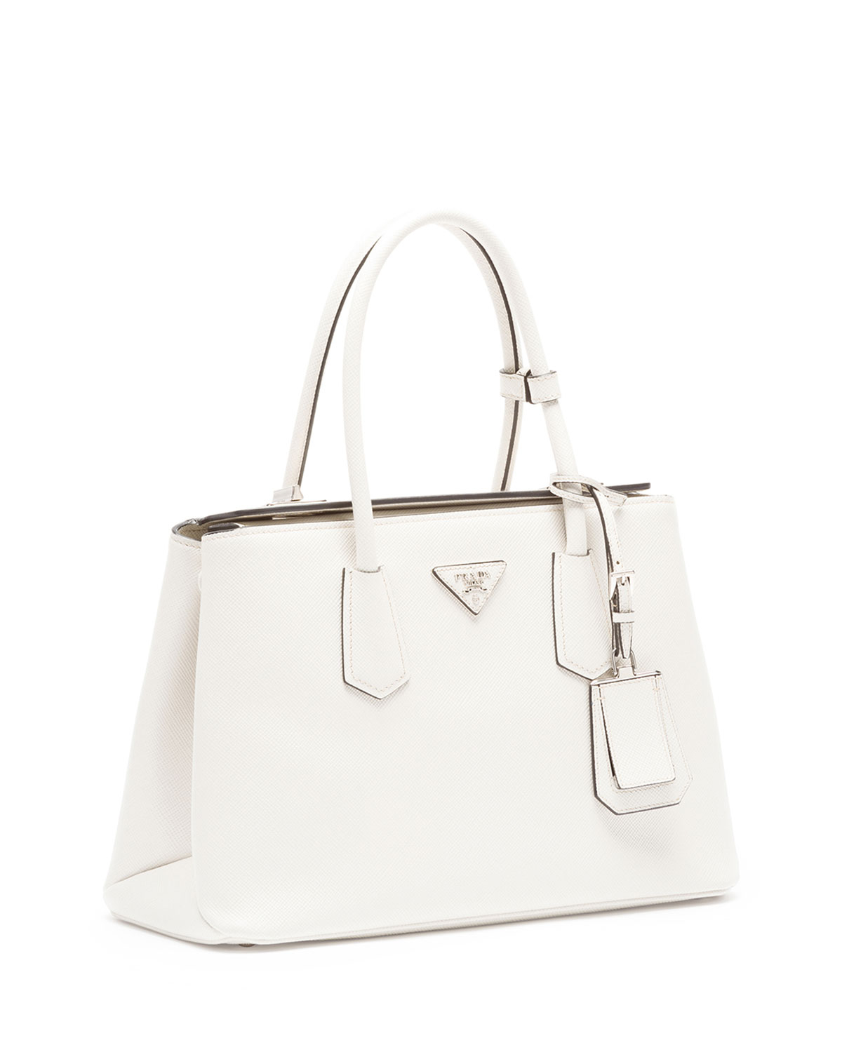 prada white handbag leather