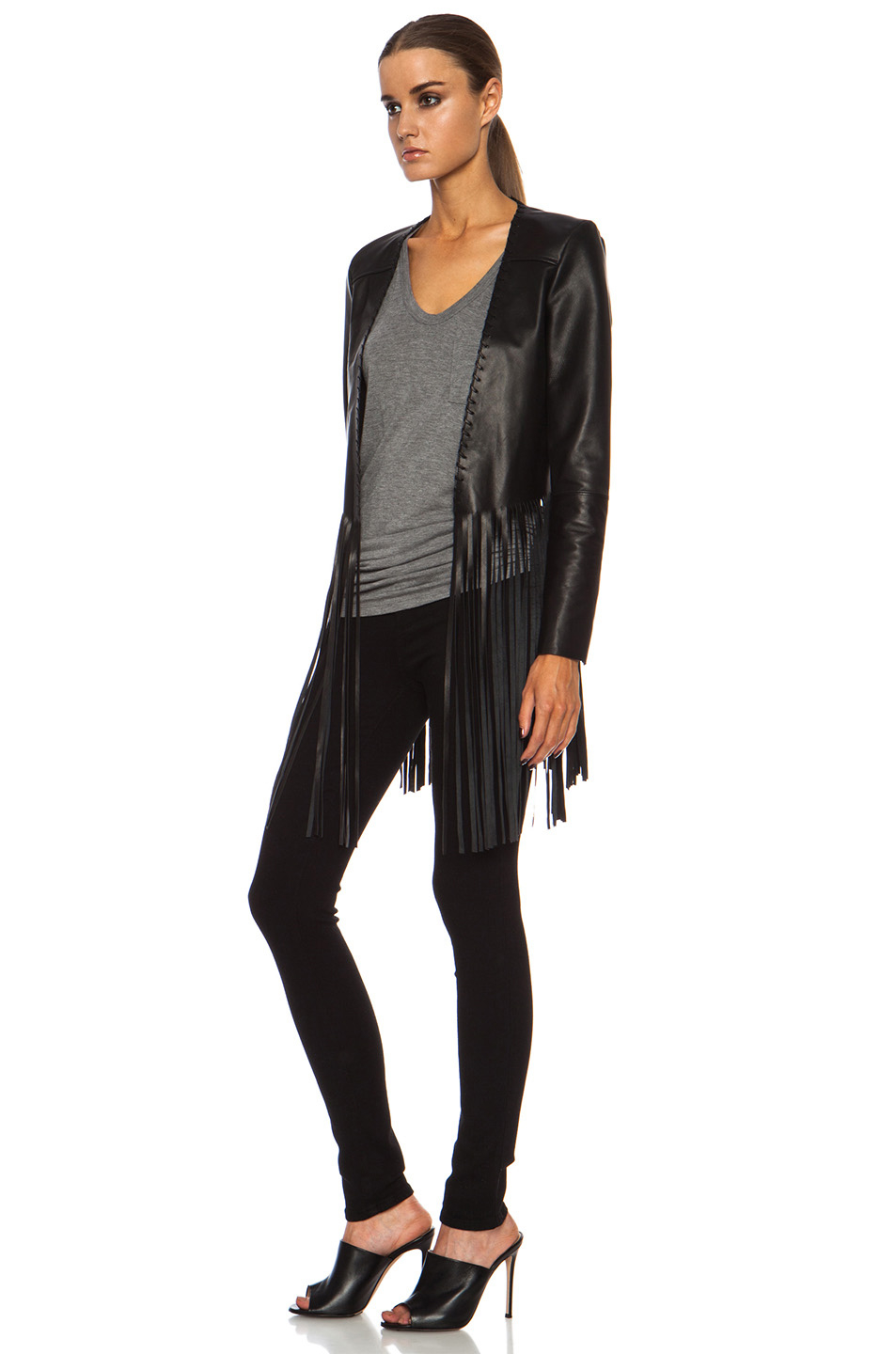 Black Leather Jacket With Fringe | theperfext christy fringe leather jacket in black lyst Black Leather Jacket With Fringe | theperfext christy fringe leather jacket in black lyst