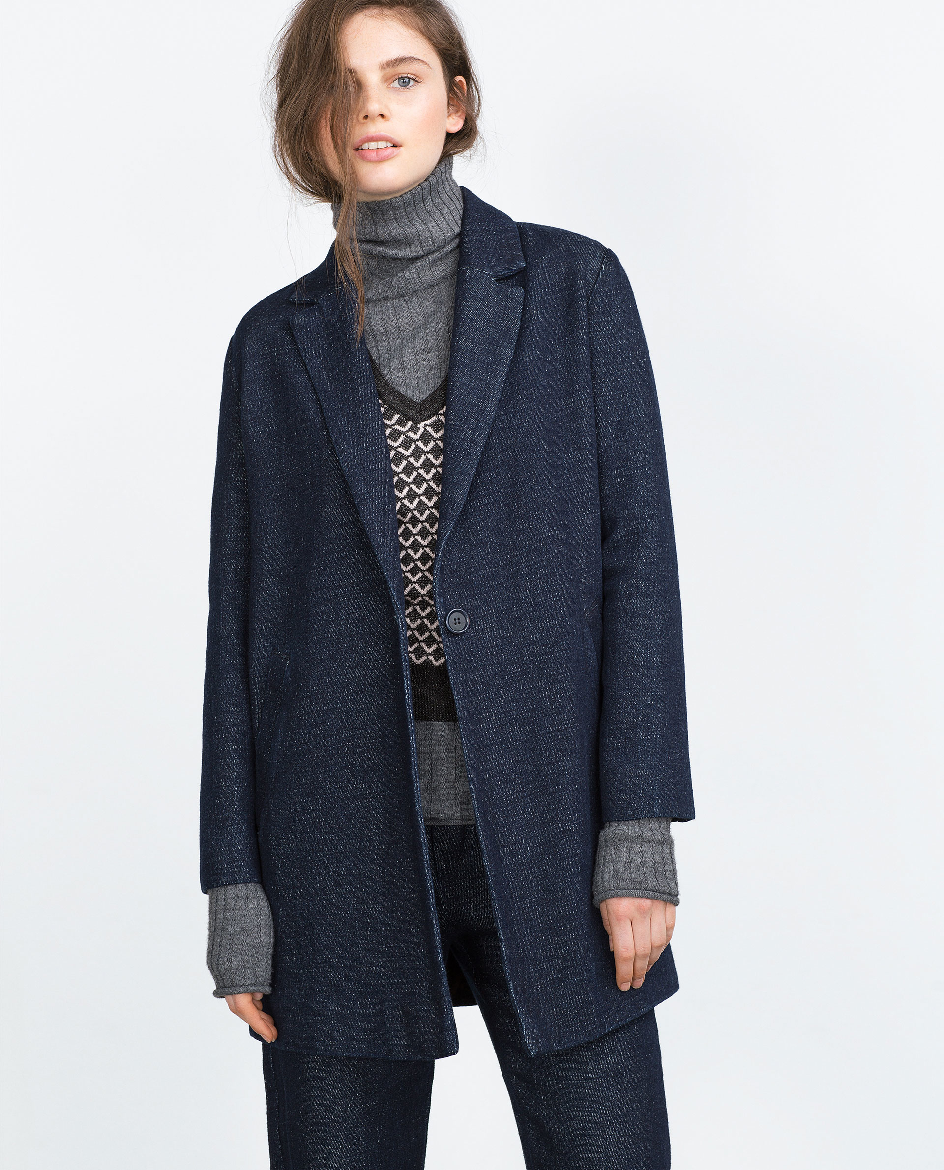 Zara | Blue Denim Coat | Lyst