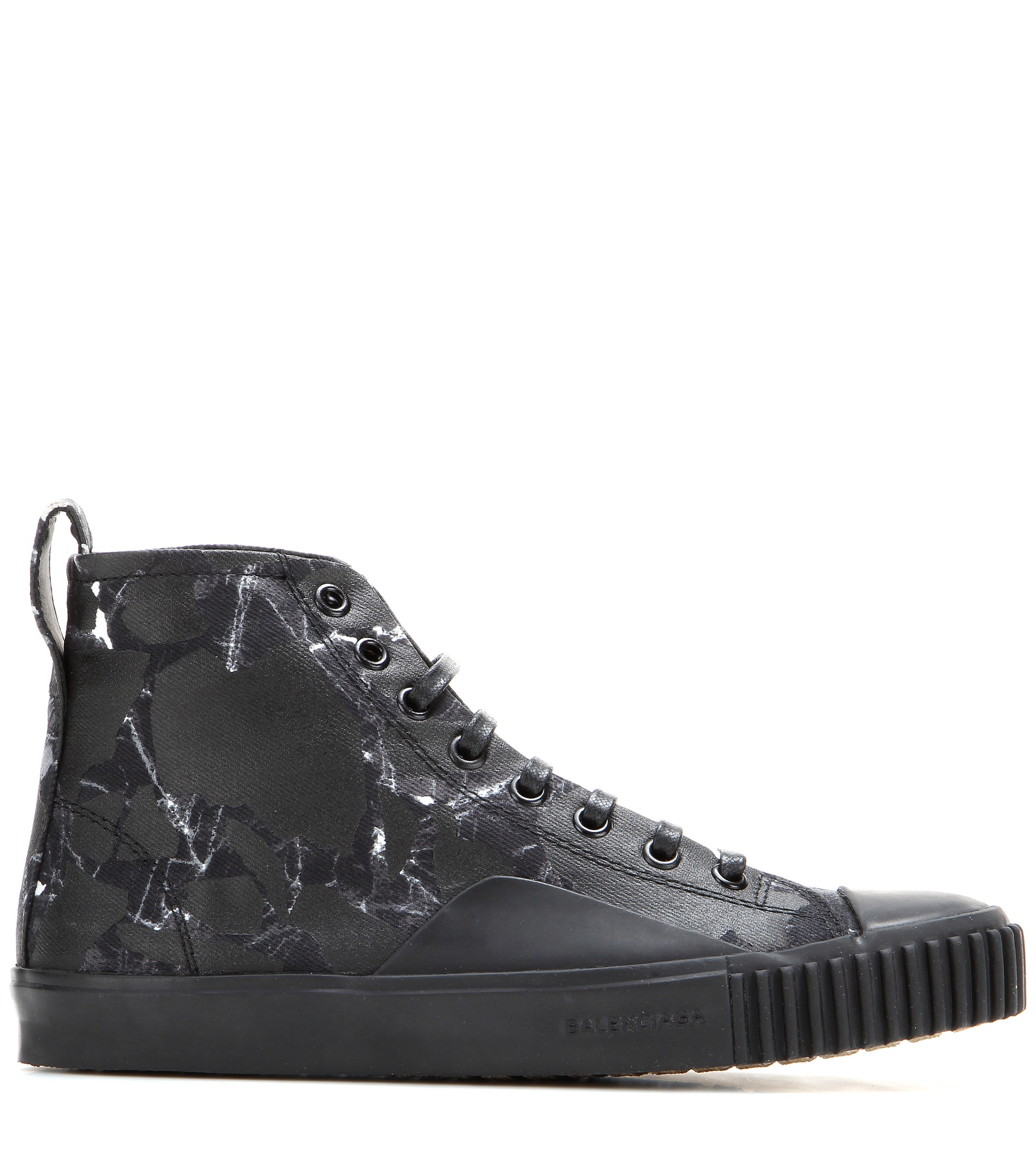 Lyst - Balenciaga Printed Canvas High-top Sneakers in Black