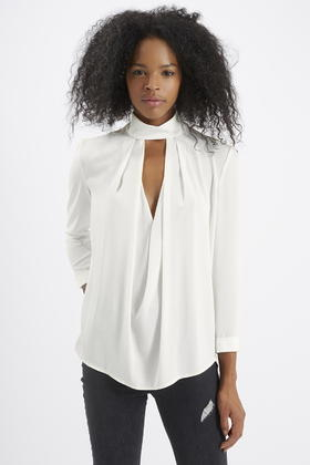 Lyst Topshop Drape Neck Blouse In White