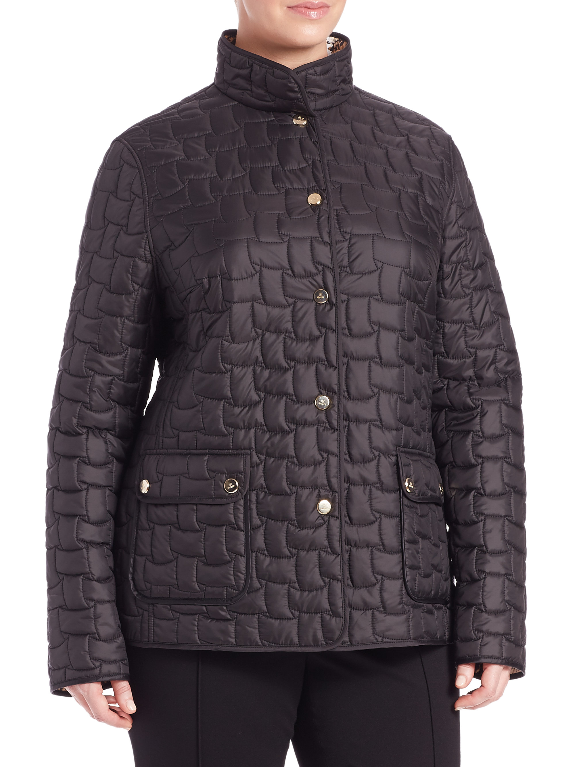Lyst - Basler Quilted Reversible Leopard-print Jacket in Black
