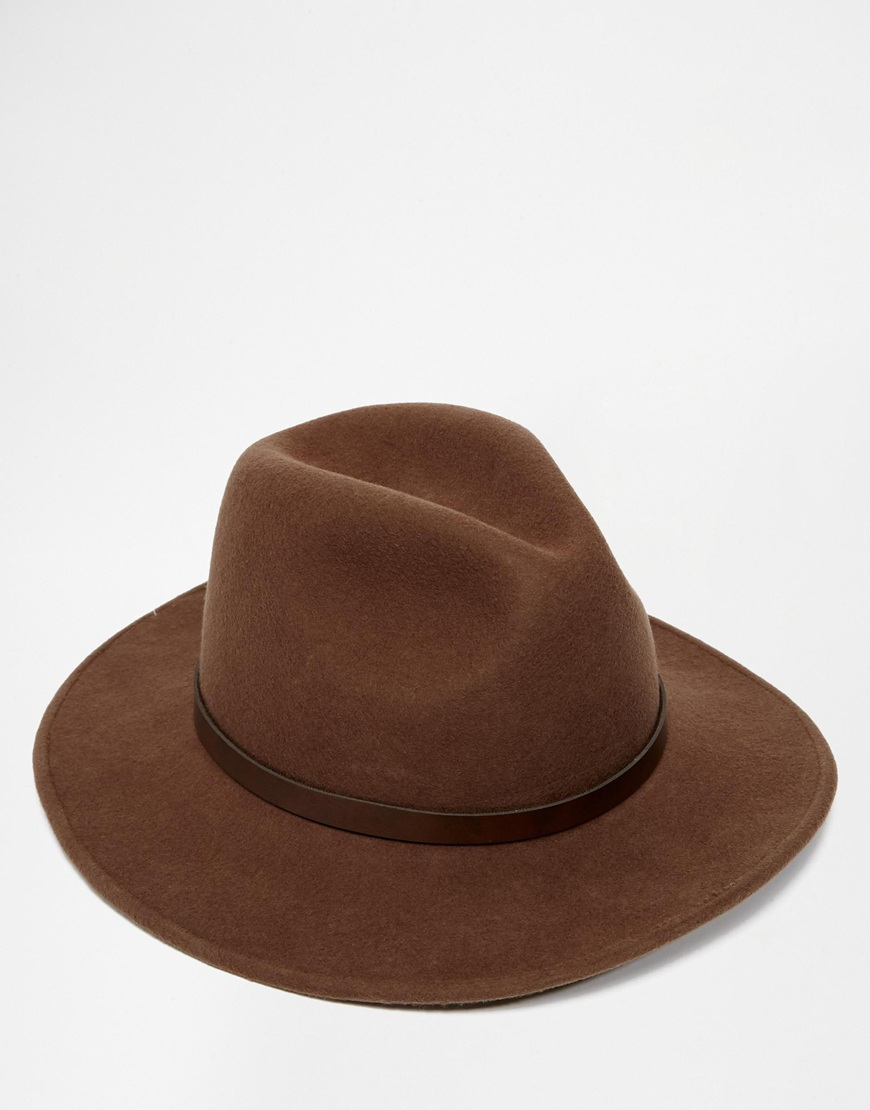 flat top wide brim round wool felt fedora hat