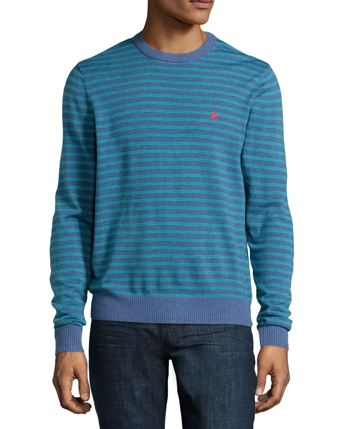 Original Penguin | Blue Striped Crew-Neck Sweater for Men | Lyst