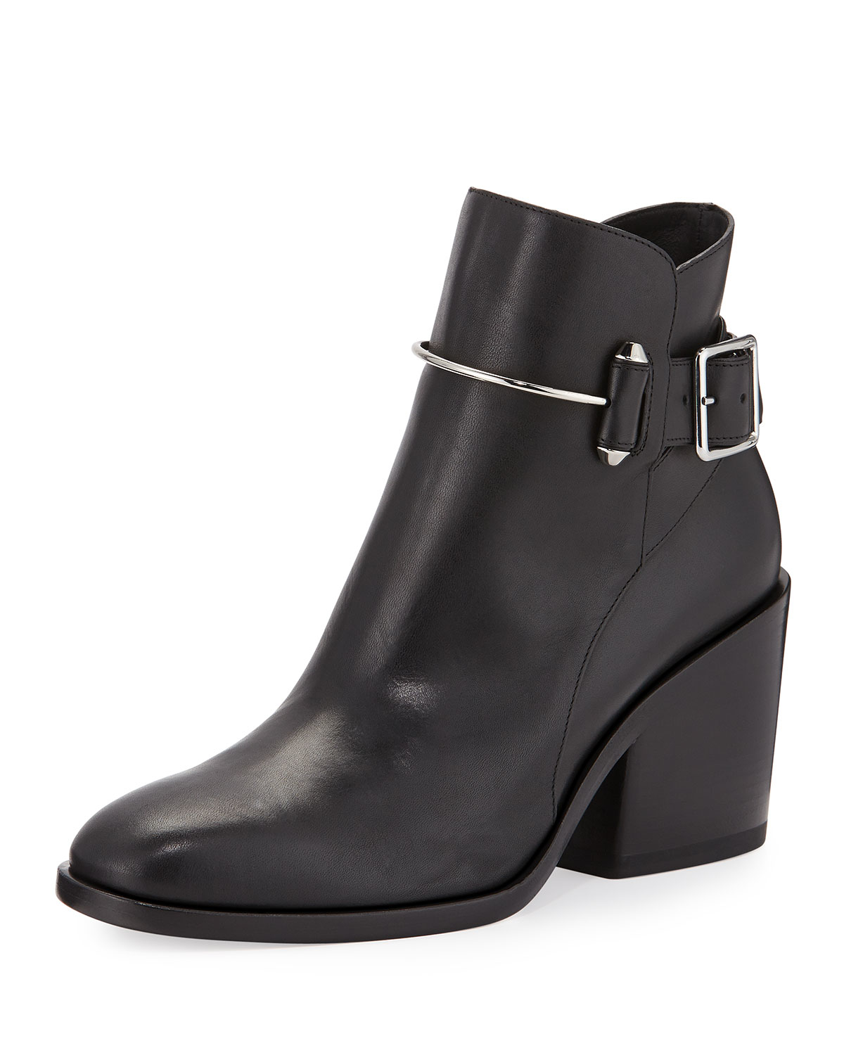 Lyst - Balenciaga Leather Chunky-heel Ankle Boot in Black