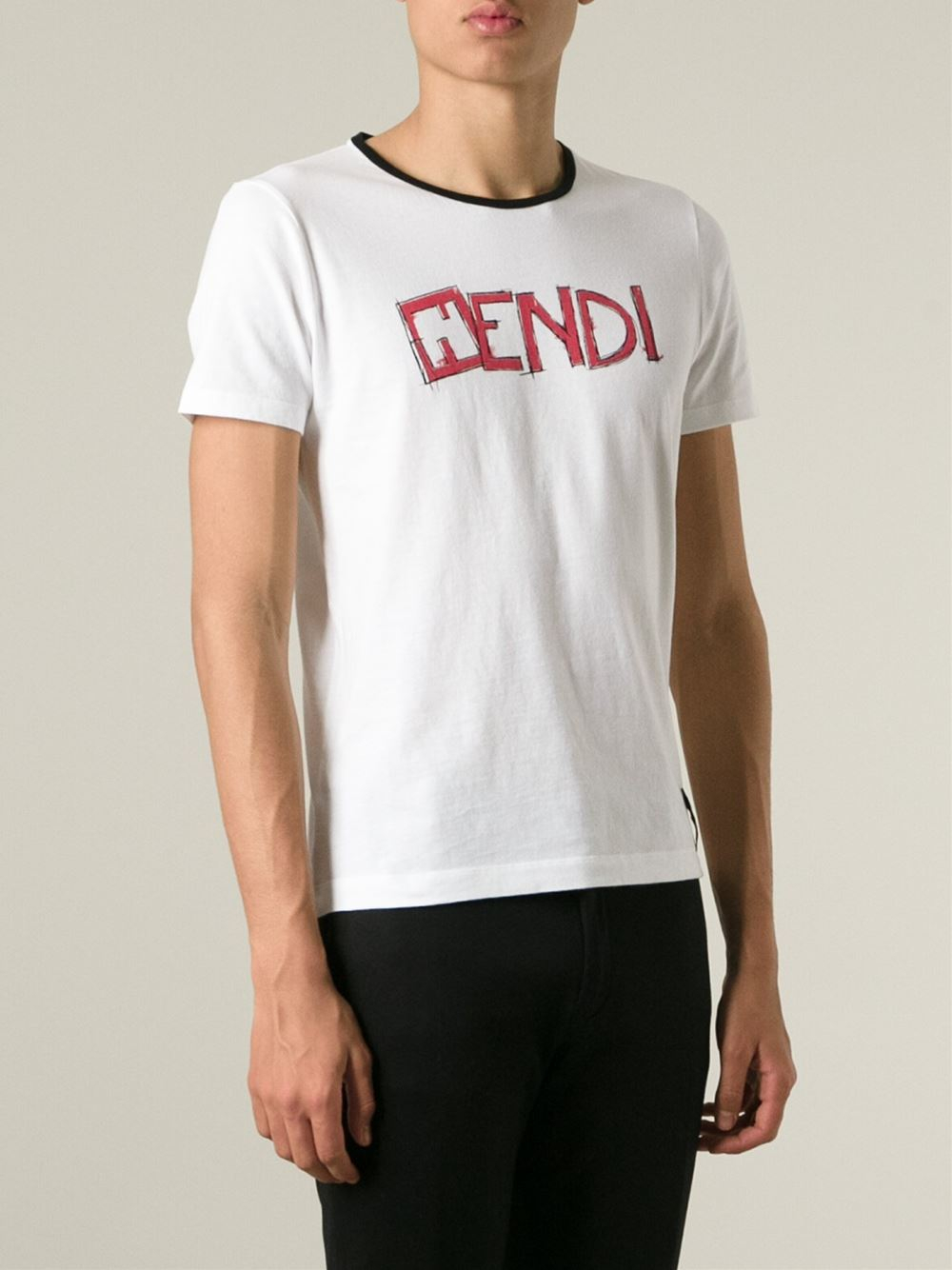 Fendi Logo T-shirt in White for Men | Lyst