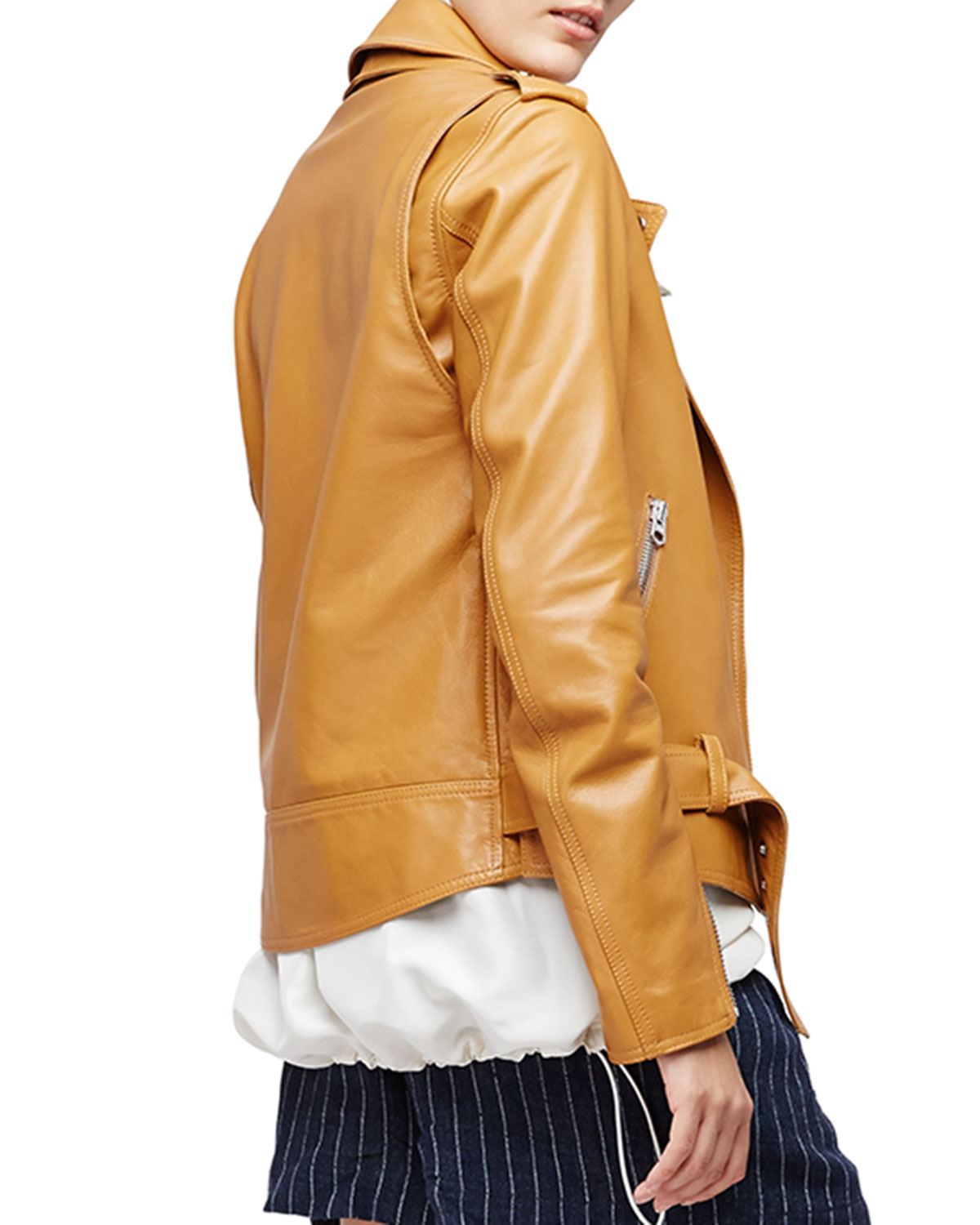 Lyst 3 1 Phillip Lim Leather Biker Jacket In Yellow Gallery
