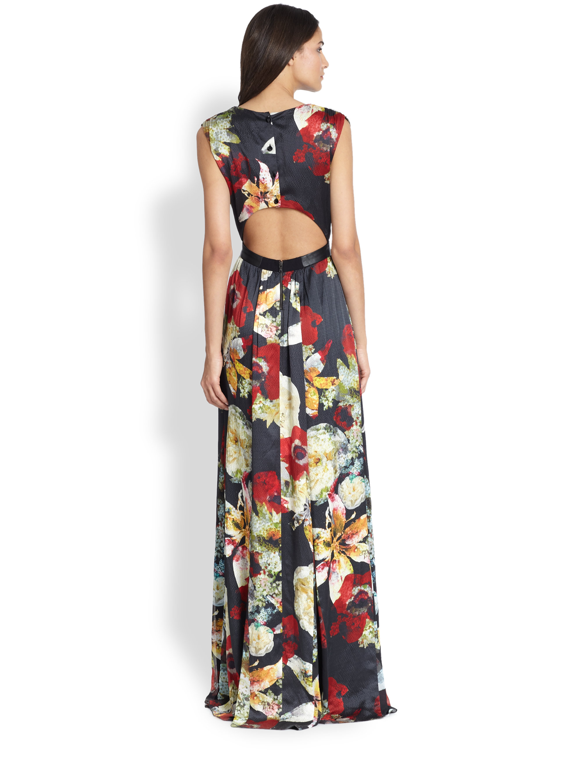 Alice Olivia Triss Floralprint Sleeveless Maxi Dress Alice Olivia In Multicolor Blossom 9924