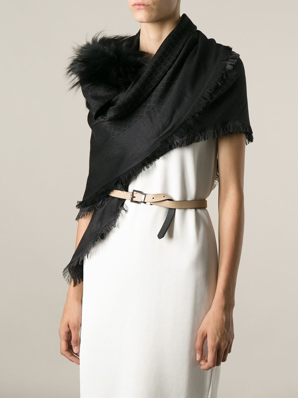 Gucci Fox Fur Scarf in Black Lyst