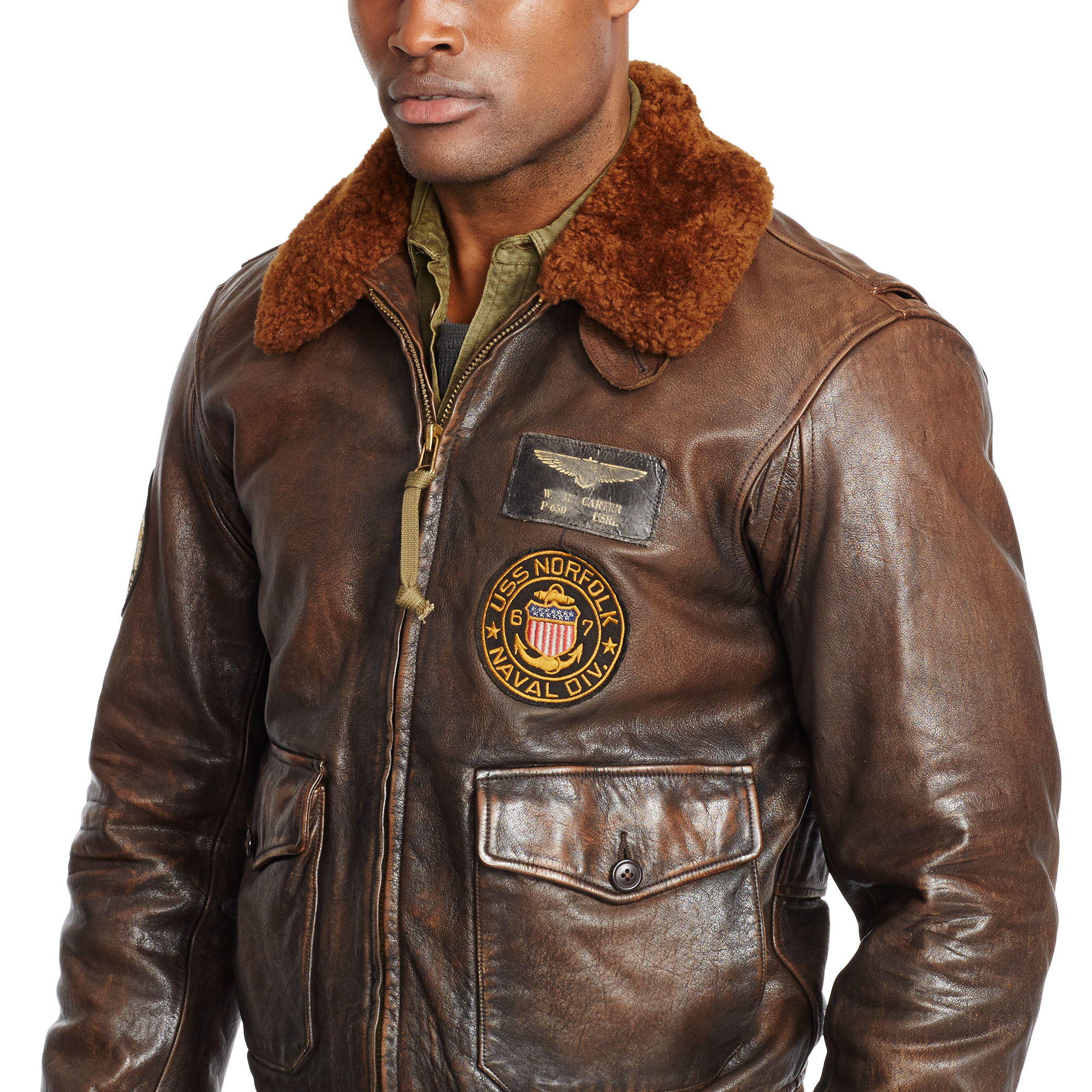 Polo Ralph Lauren Shearling Collar Er Jacket In Brown For Men Lyst Gallery