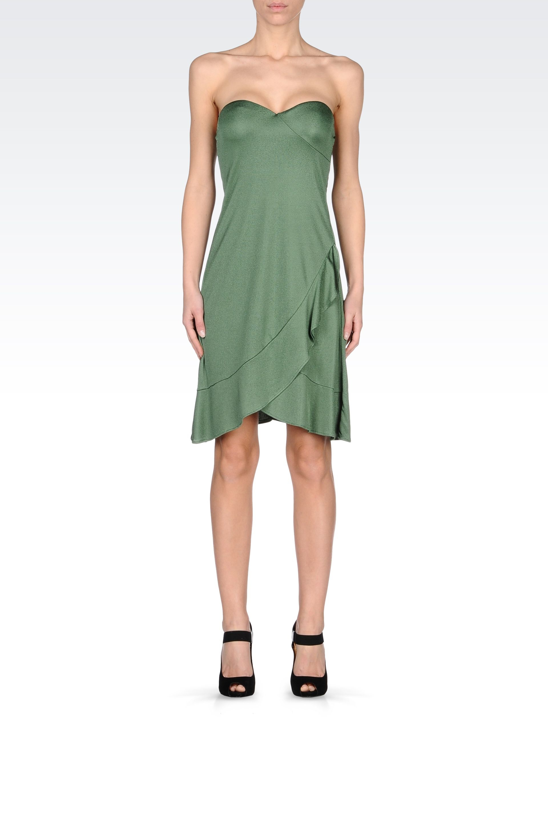 Lyst - Emporio Armani Strapless Dress in Green
