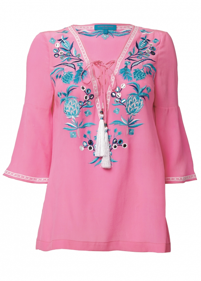 Matthew williamson Embroidered Silk Tunic Top in Pink | Lyst