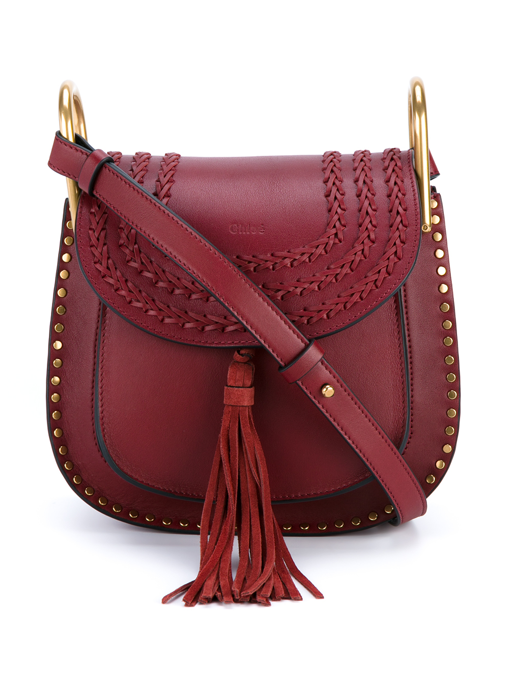 Chlo Hudson Small Leather Shoulder Bag in Red (BURGUNDY) | Lyst