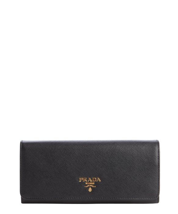 Prada Black Saffiano Leather Zip Continental Wallet in Black | Lyst  