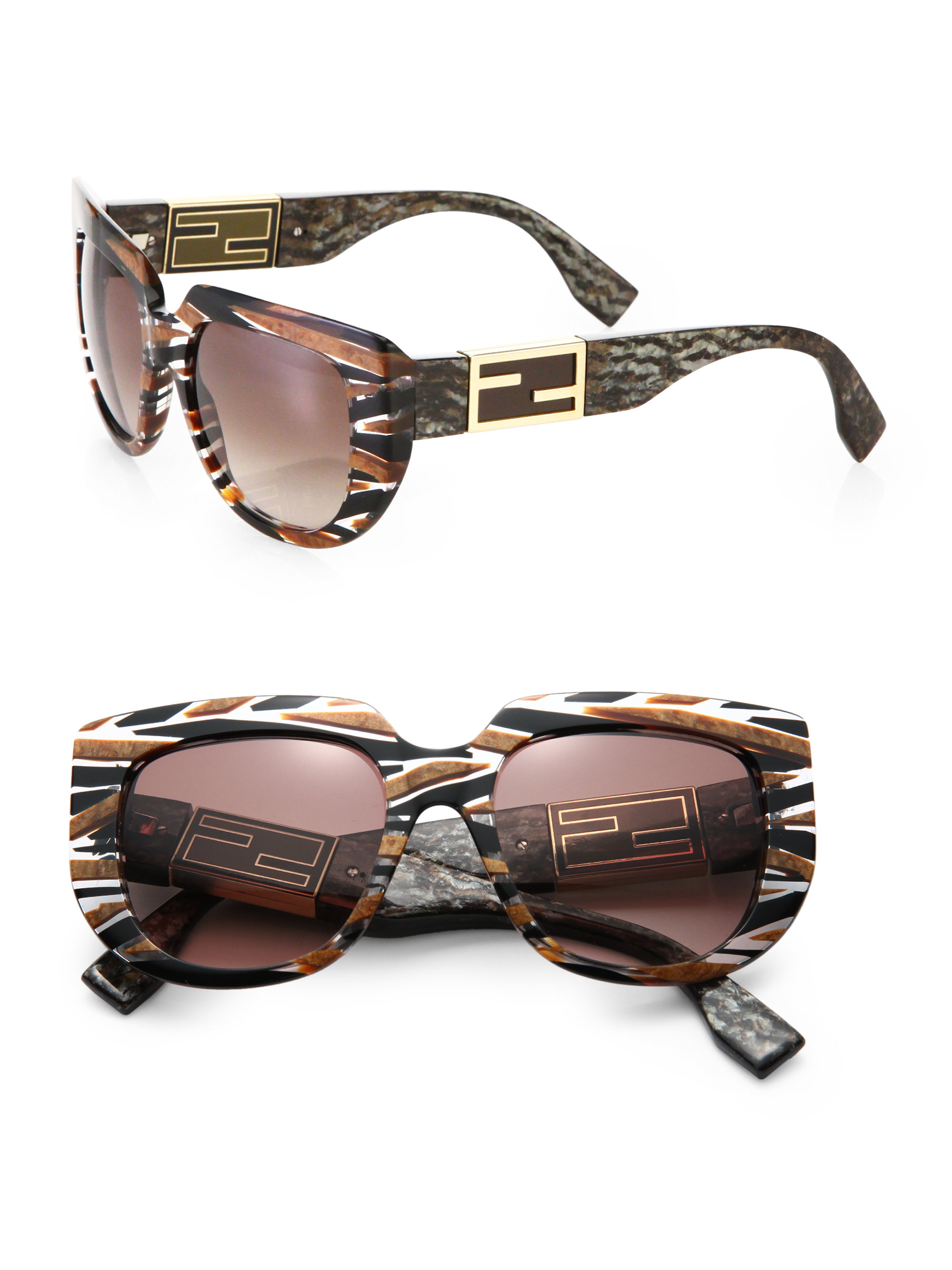 Lyst Fendi Special Fit Tortoise Bright Side Sunglasses in Natural
