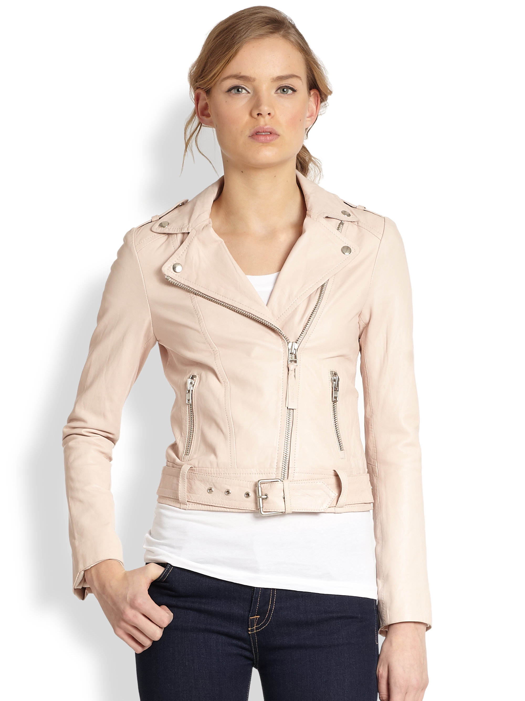 Lyst - Mackage Leather Motorcycle Jacket in Pink