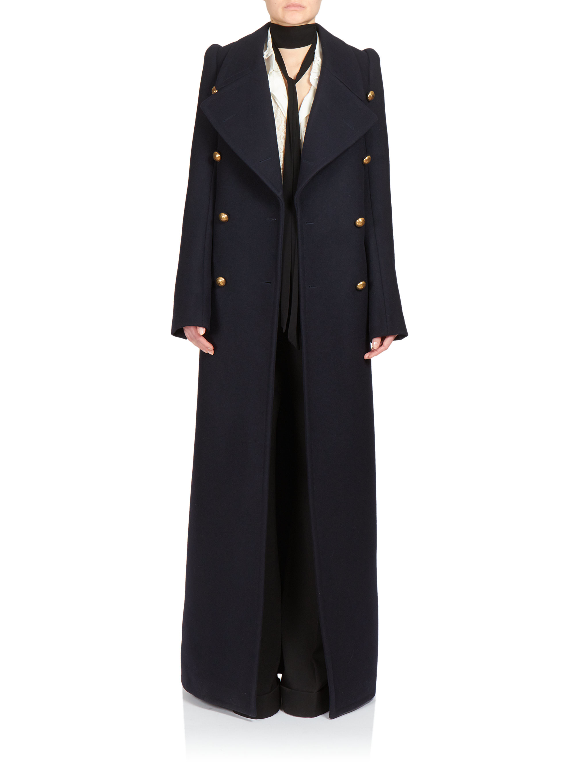 Lyst Chloé Wool Long Military Coat in Blue