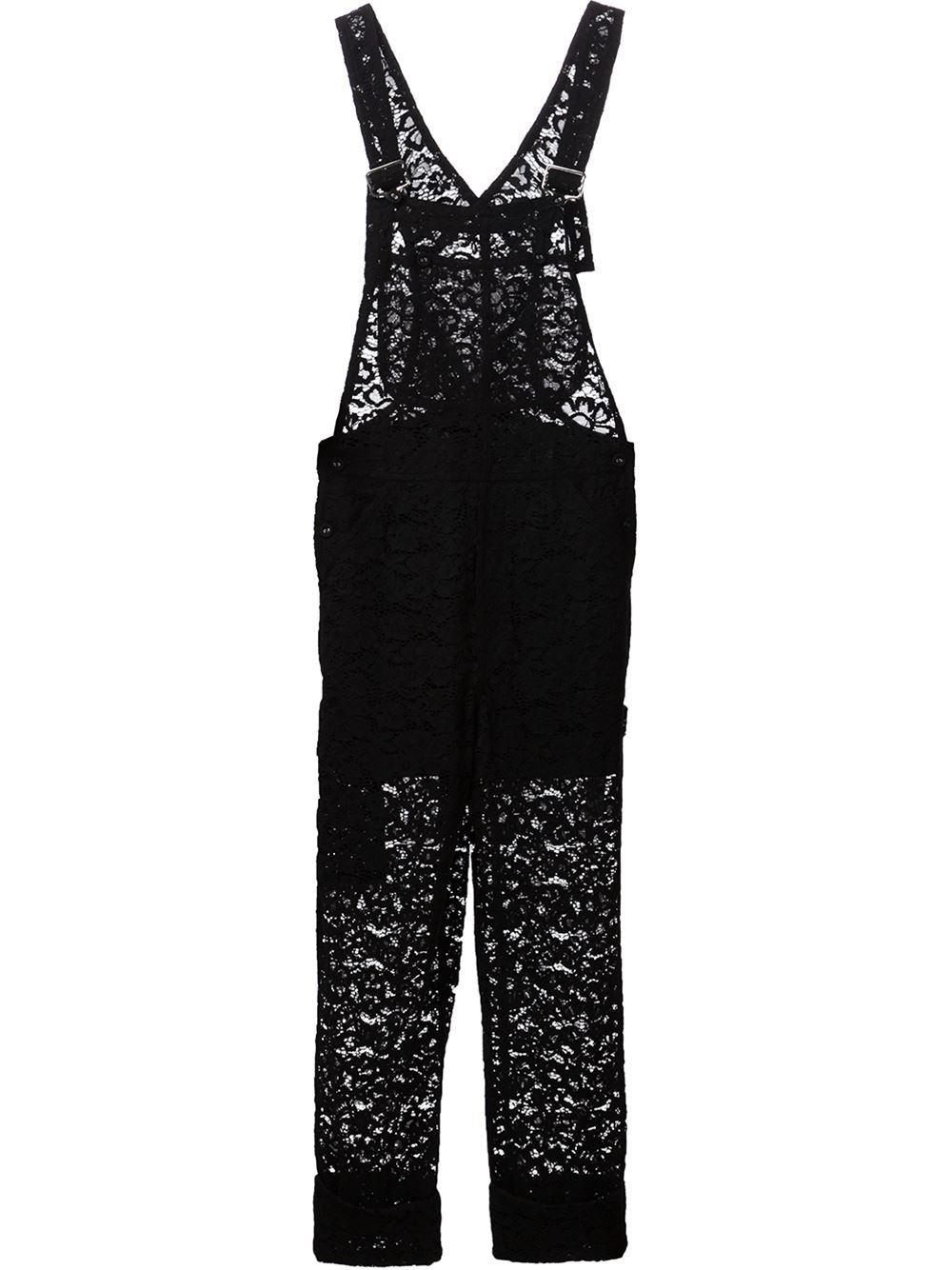 Lyst - Nina Ricci Sheer Lace Overalls in Black