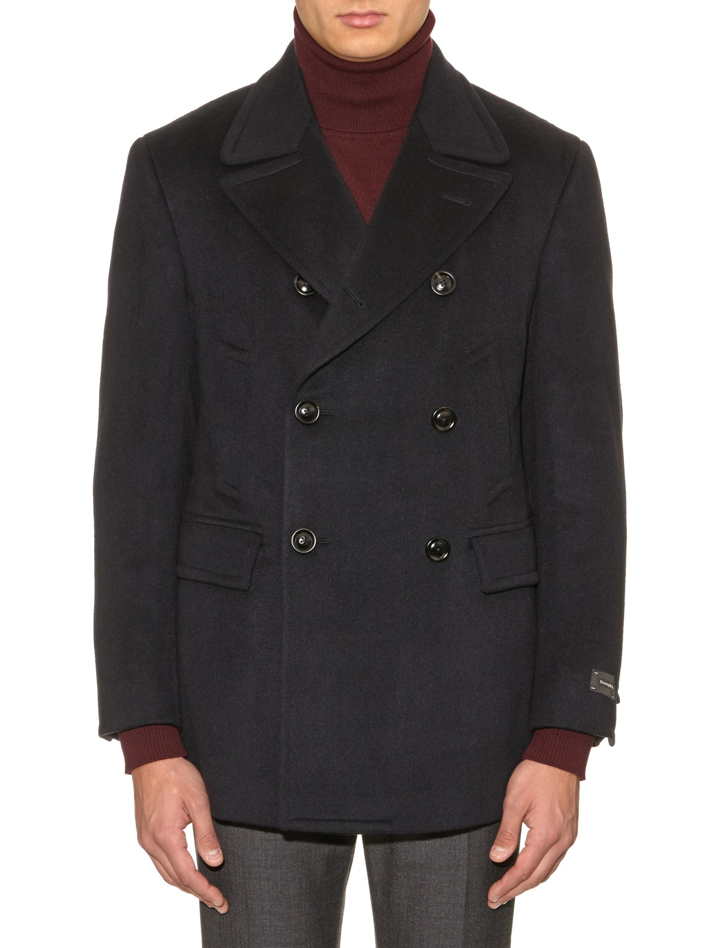 Ermenegildo zegna Cashmere Pea Coat in Black for Men | Lyst