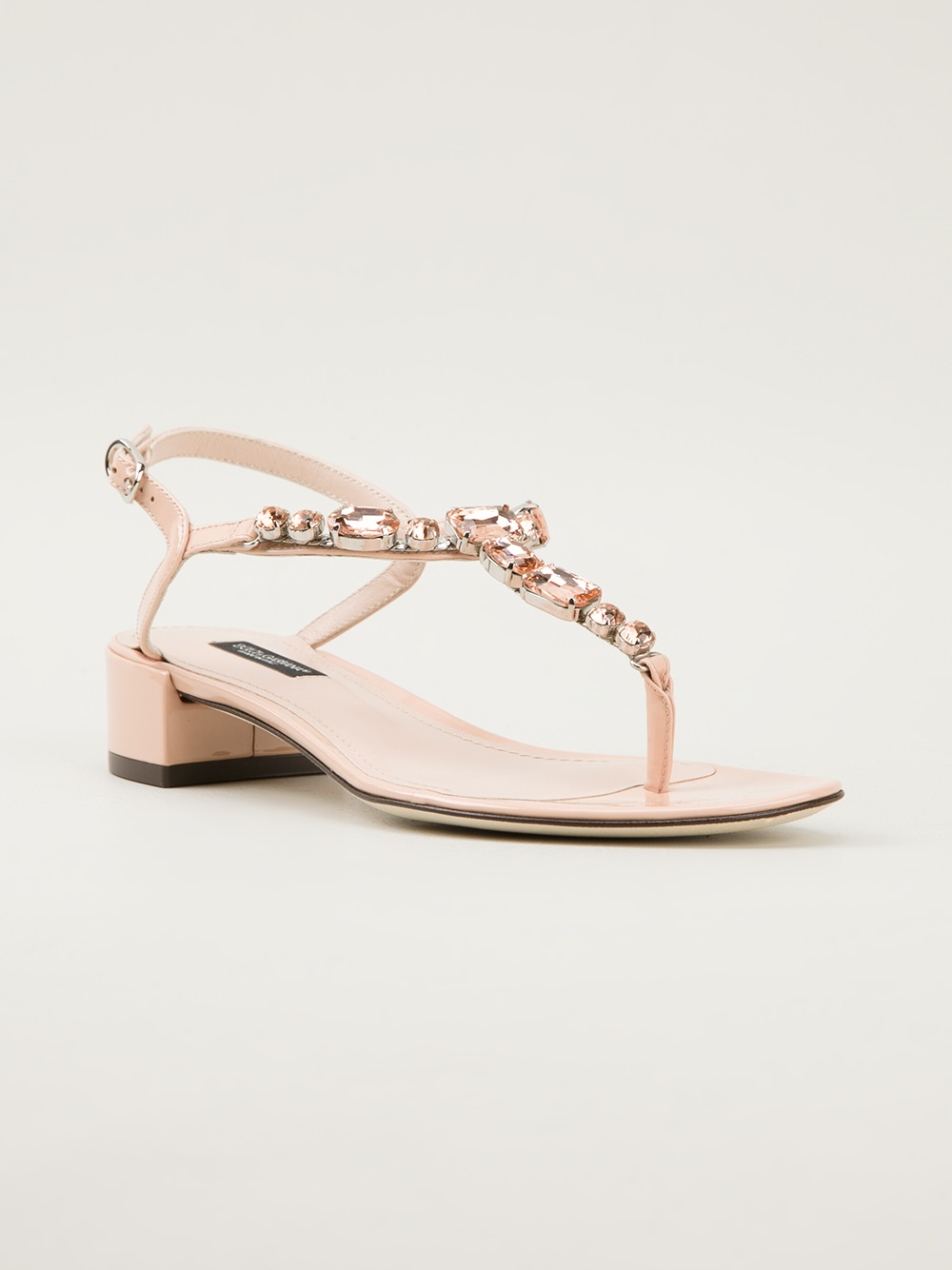 Lyst Dolce And Gabbana Jewel Embellished Sandal In Pink