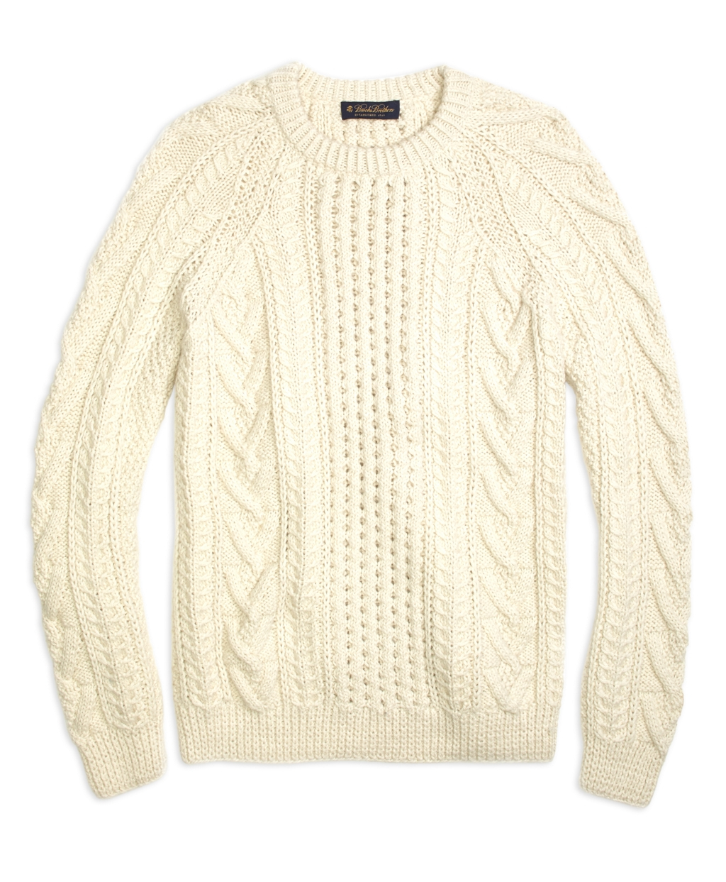 Lyst - Brooks Brothers Handknit Aran Cable Crewneck Sweater in White for Men
