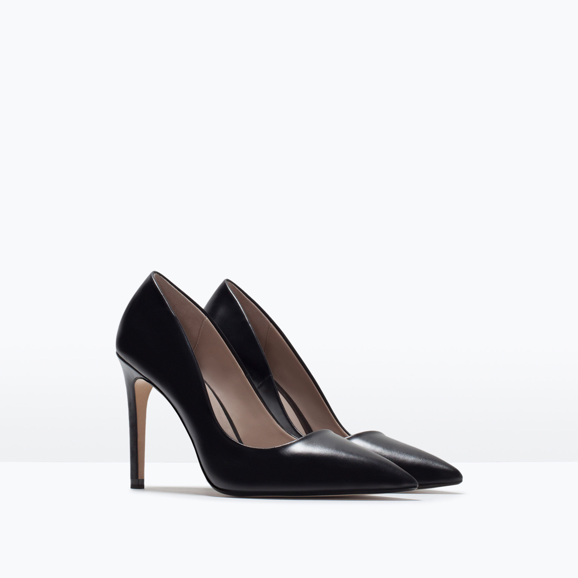 Zara Leather Court Shoe Leather Court Shoe in Black | Lyst