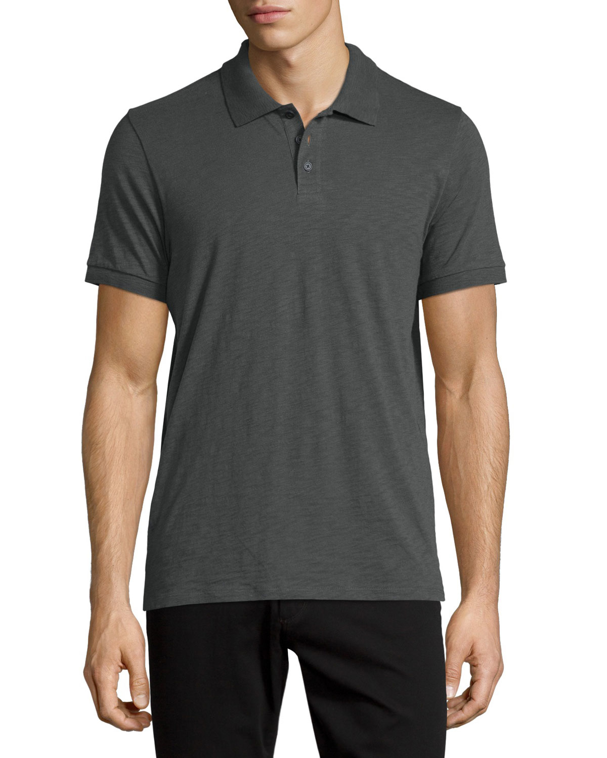 Lyst - Vince Short-sleeve Slub Polo Shirt in Gray for Men