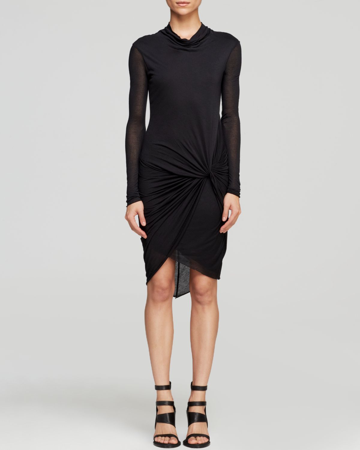 Helmut Lang Dress - Slack Jersey Twist Drape in Black | Lyst