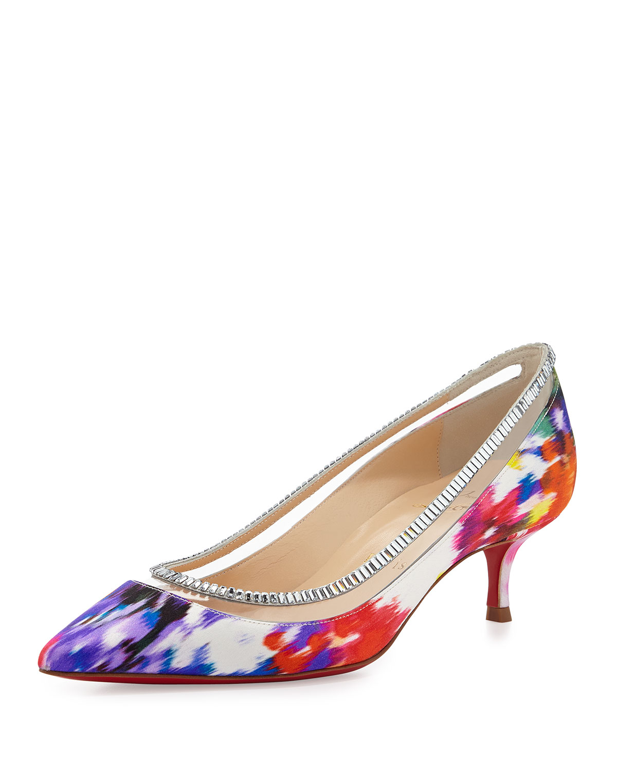 Christian louboutin Paulina Redsole Satin Pvctrim Kittenheel Pump ...