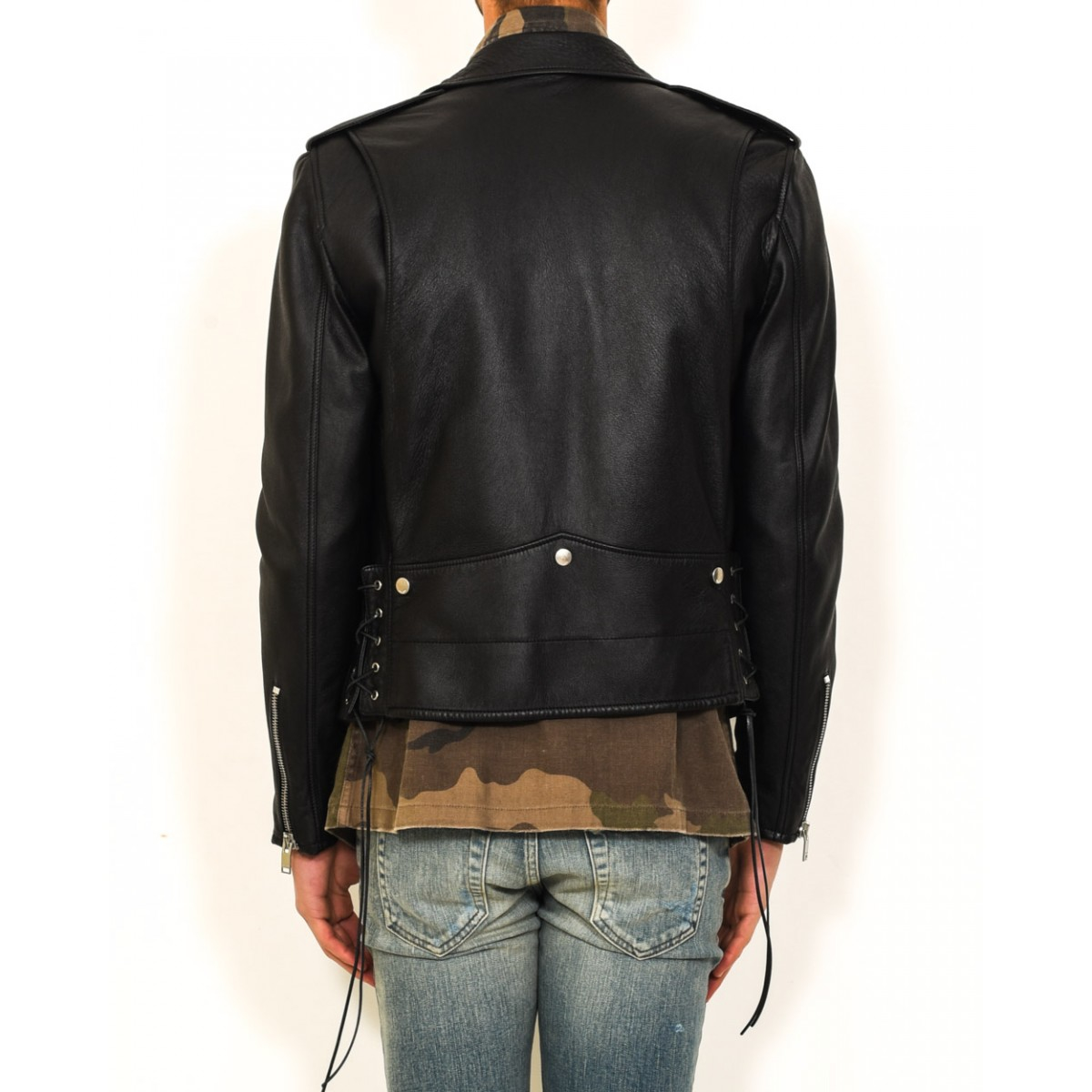 Saint Lau Biker Lace Up Leather Jacket In Black For Men Lyst Gallery
