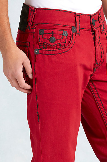 True religion Hand Picked Straight Super T Mens Jean in Red for Men | Lyst