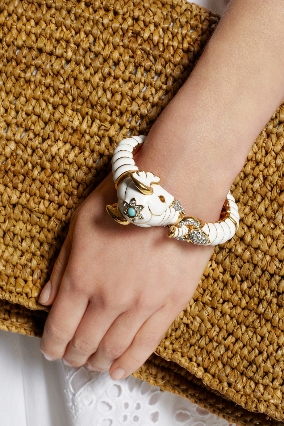 Lyst Kenneth Jay Lane Enameled Gold Plated Crystal And Resin Lyst Kenneth Jay Lane Enameled Gold Plated Crystal And Resin Elephant Bracelet In Metallic