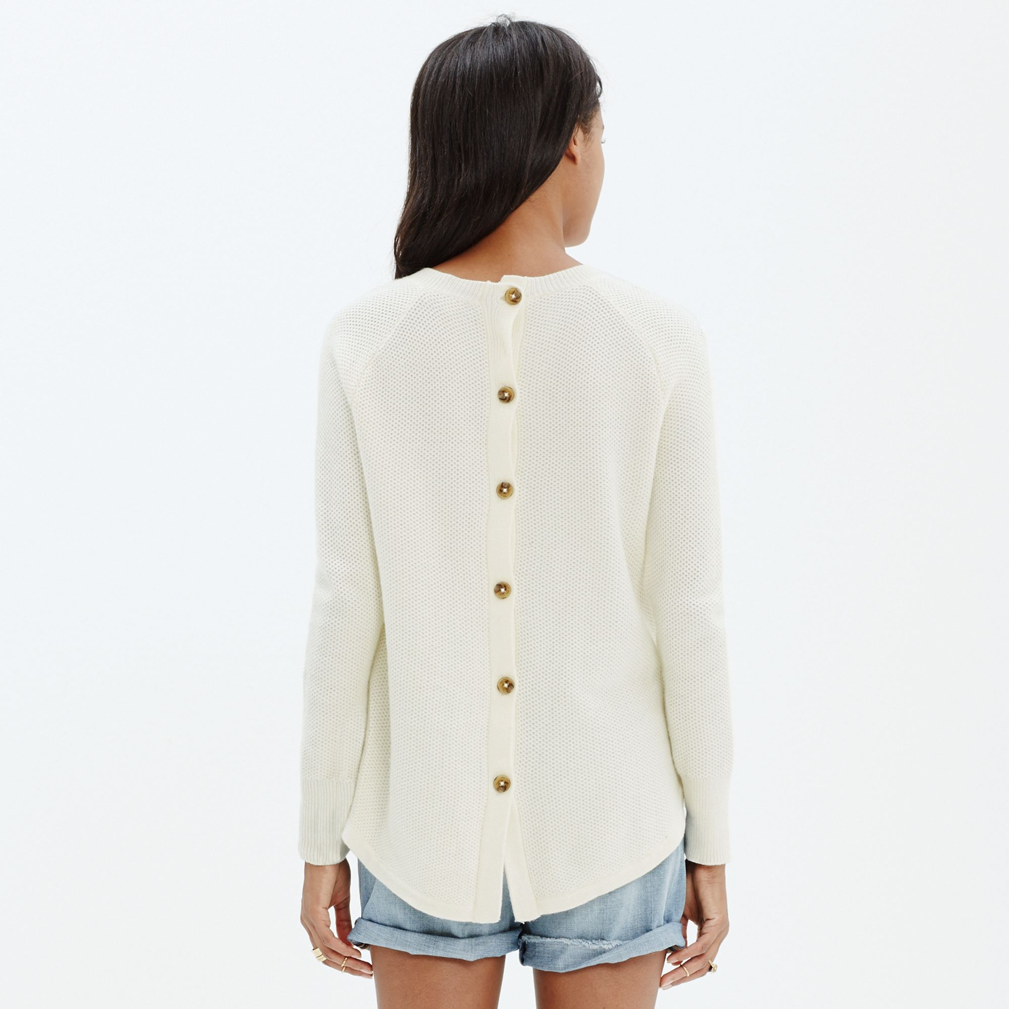 Lyst - Madewell Button-Back Sweater in Natural