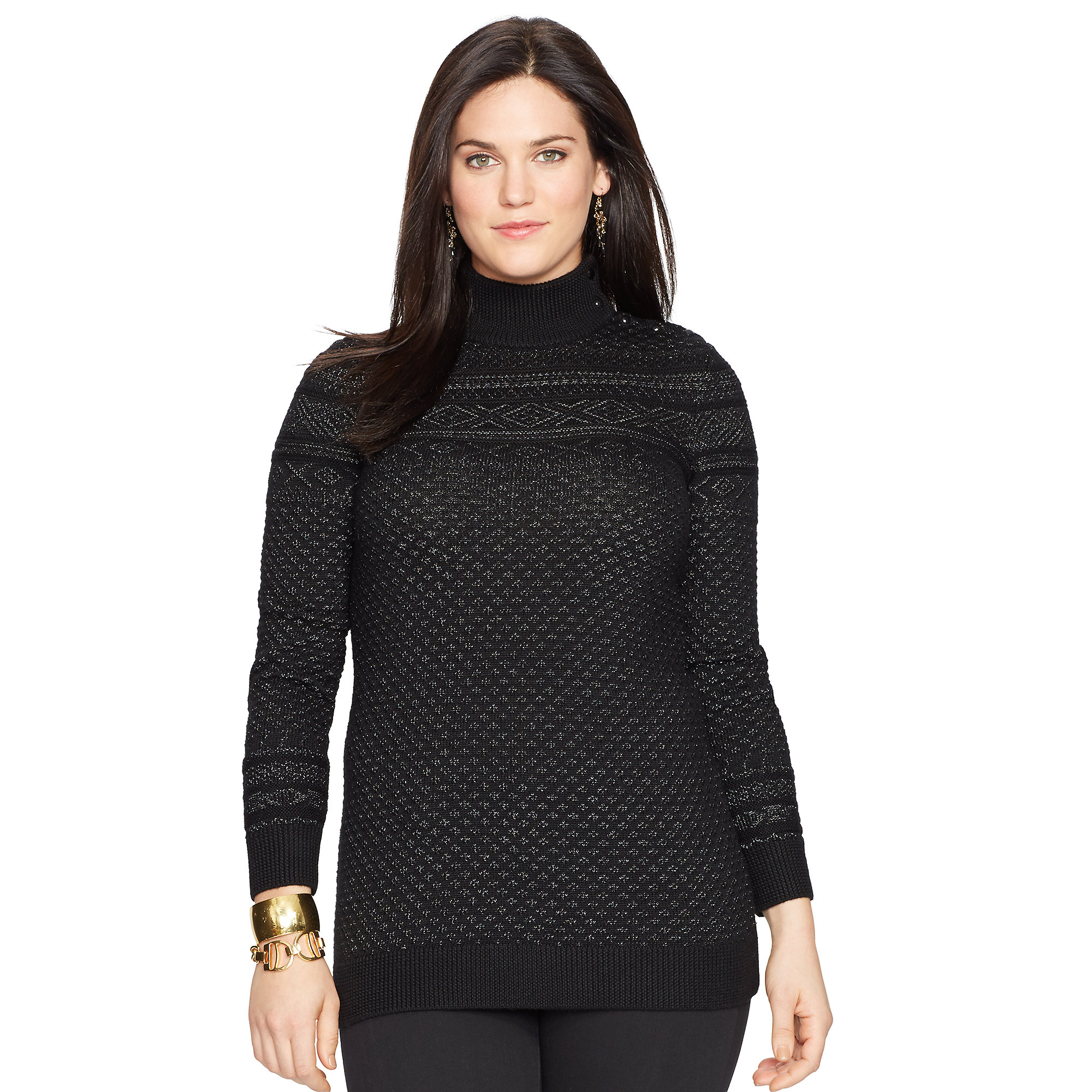 Lyst - Ralph Lauren Fair Isle Tunic Sweater in Black